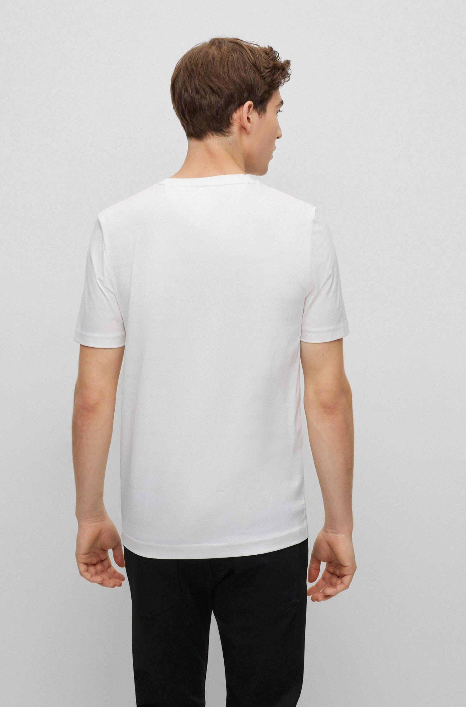 BOSS BOSS Erkek slim fit Kısa Kollu düz Bisiklet Yaka Beyaz T-Shirt 50486222-100