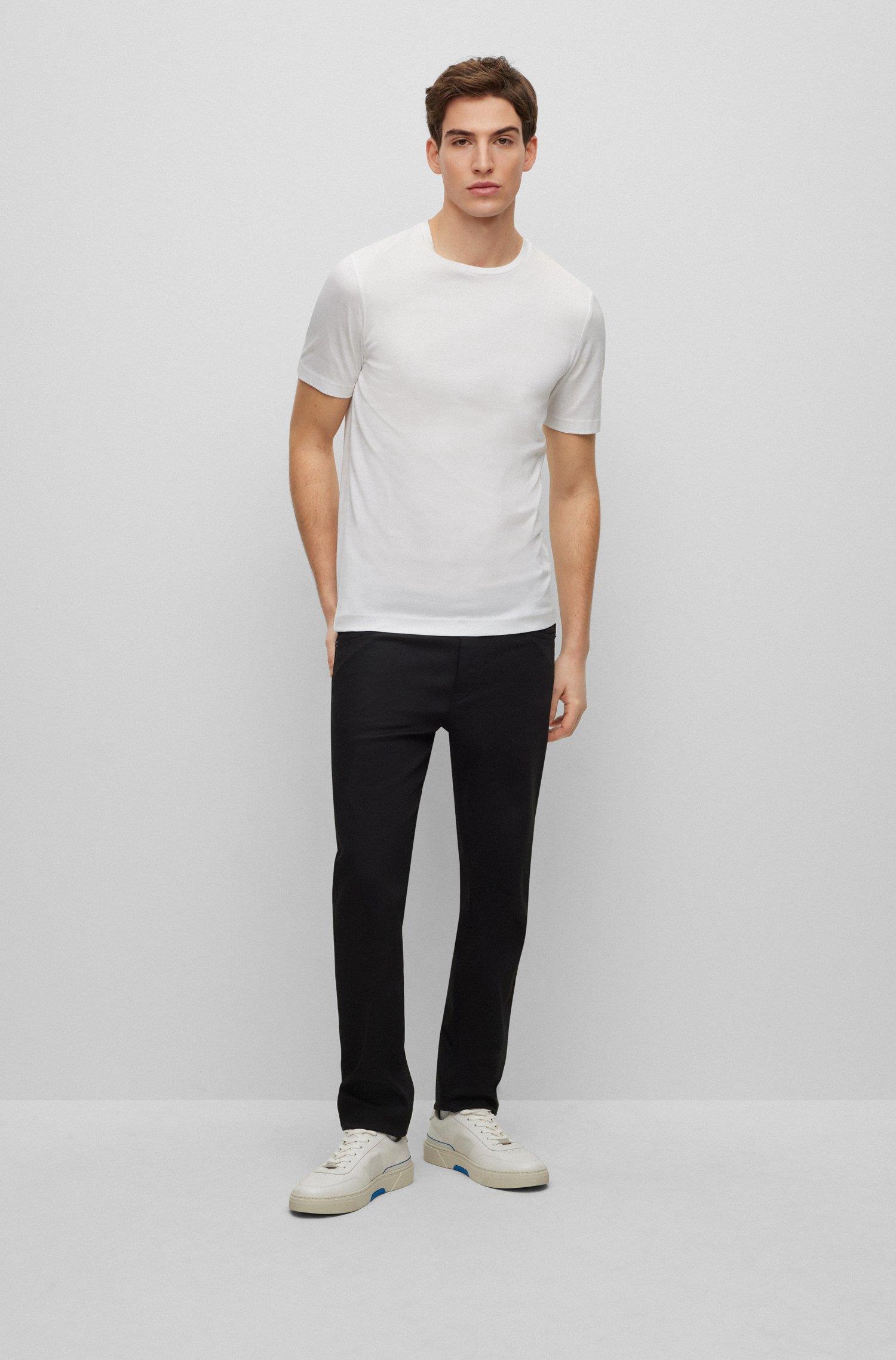 BOSS BOSS Erkek slim fit Kısa Kollu düz Bisiklet Yaka Beyaz T-Shirt 50486222-100
