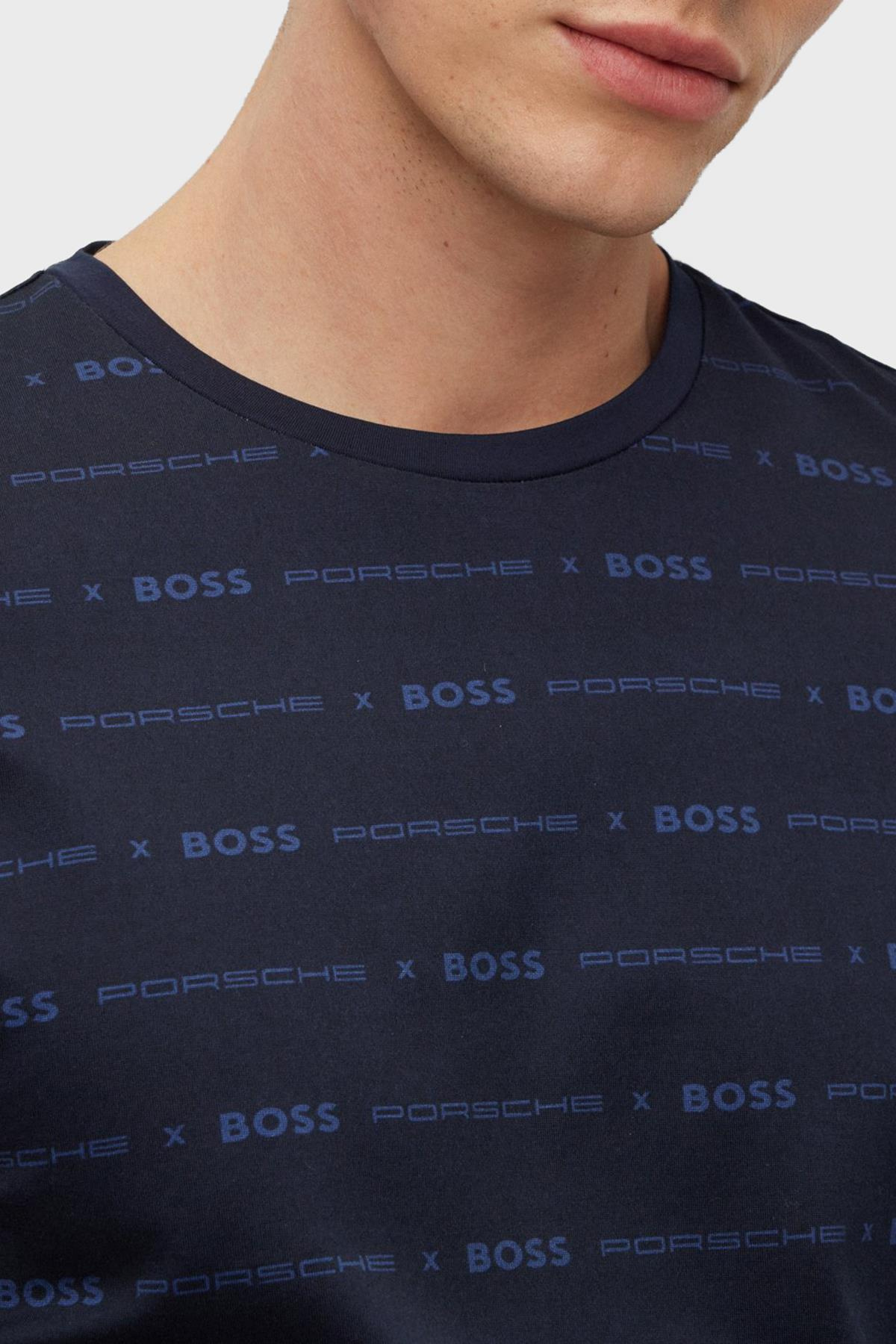 BOSS BOSS Erkek slim fit Kısa Kollu düz Bisiklet Yaka Lacivert T-Shirt 50486222-404
