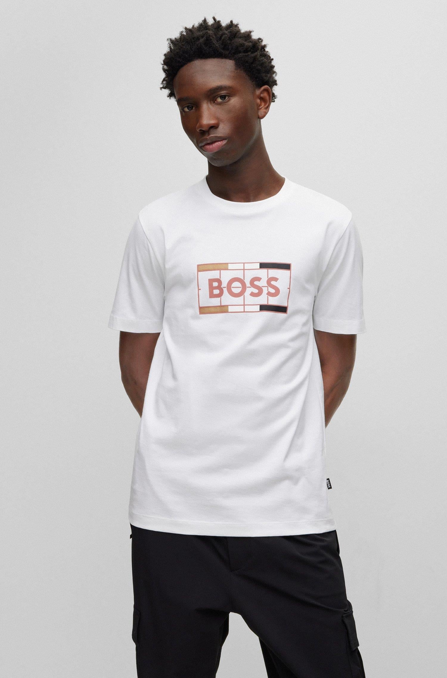 BOSS BOSS Erkek slim fit Kısa Kollu Logolu Bisiklet Yaka Beyaz T-Shirt 50486210-100