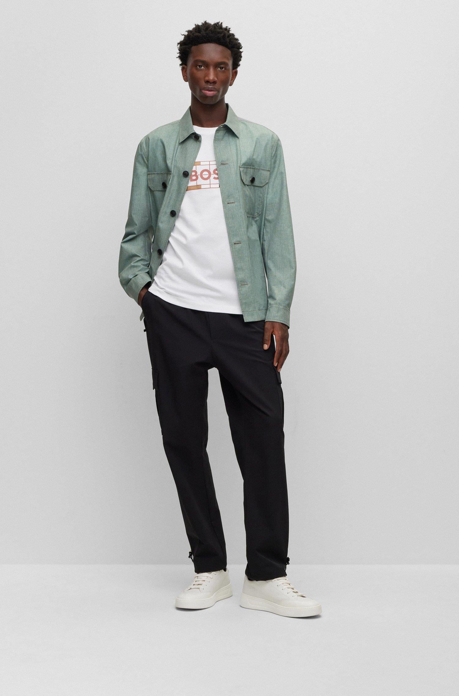 BOSS BOSS Erkek slim fit Kısa Kollu Logolu Bisiklet Yaka Beyaz T-Shirt 50486210-100