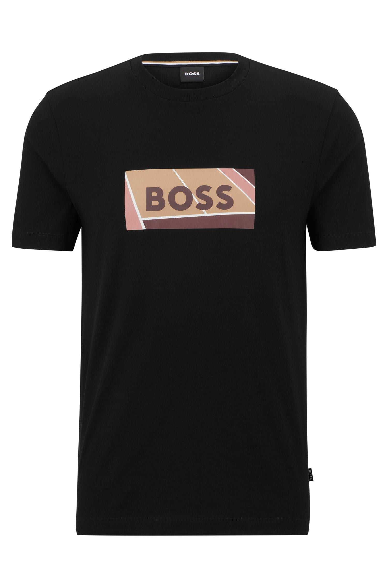 BOSS BOSS Erkek slim fit Kısa Kollu Logolu Bisiklet Yaka Siyah T-Shirt 50486210-001