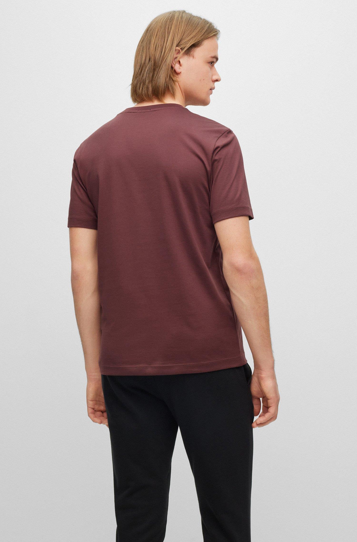 BOSS BOSS Erkek slim fit Kısa Kollu Logolu Bisiklet Yaka Bordo T-Shirt 50486210-601