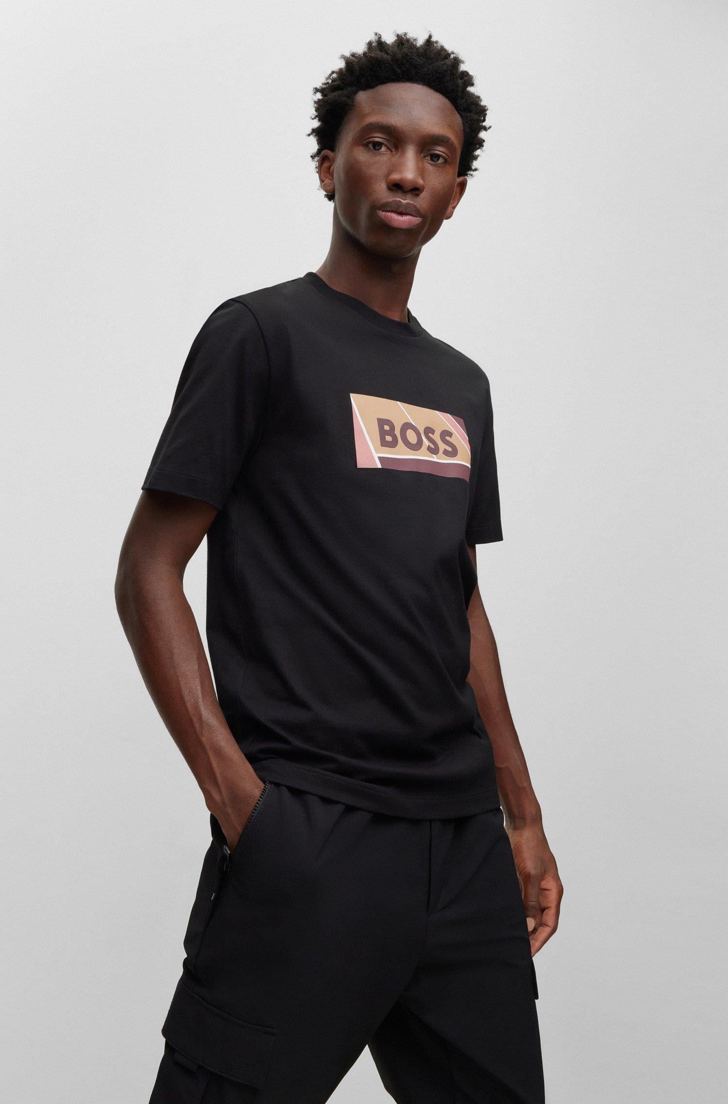 BOSS BOSS Erkek slim fit Kısa Kollu Logolu Bisiklet Yaka Siyah T-Shirt 50486210-001