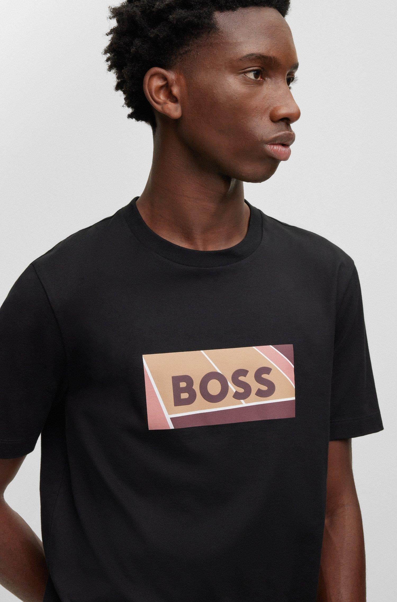 BOSS BOSS Erkek slim fit Kısa Kollu Logolu Bisiklet Yaka Siyah T-Shirt 50486210-001