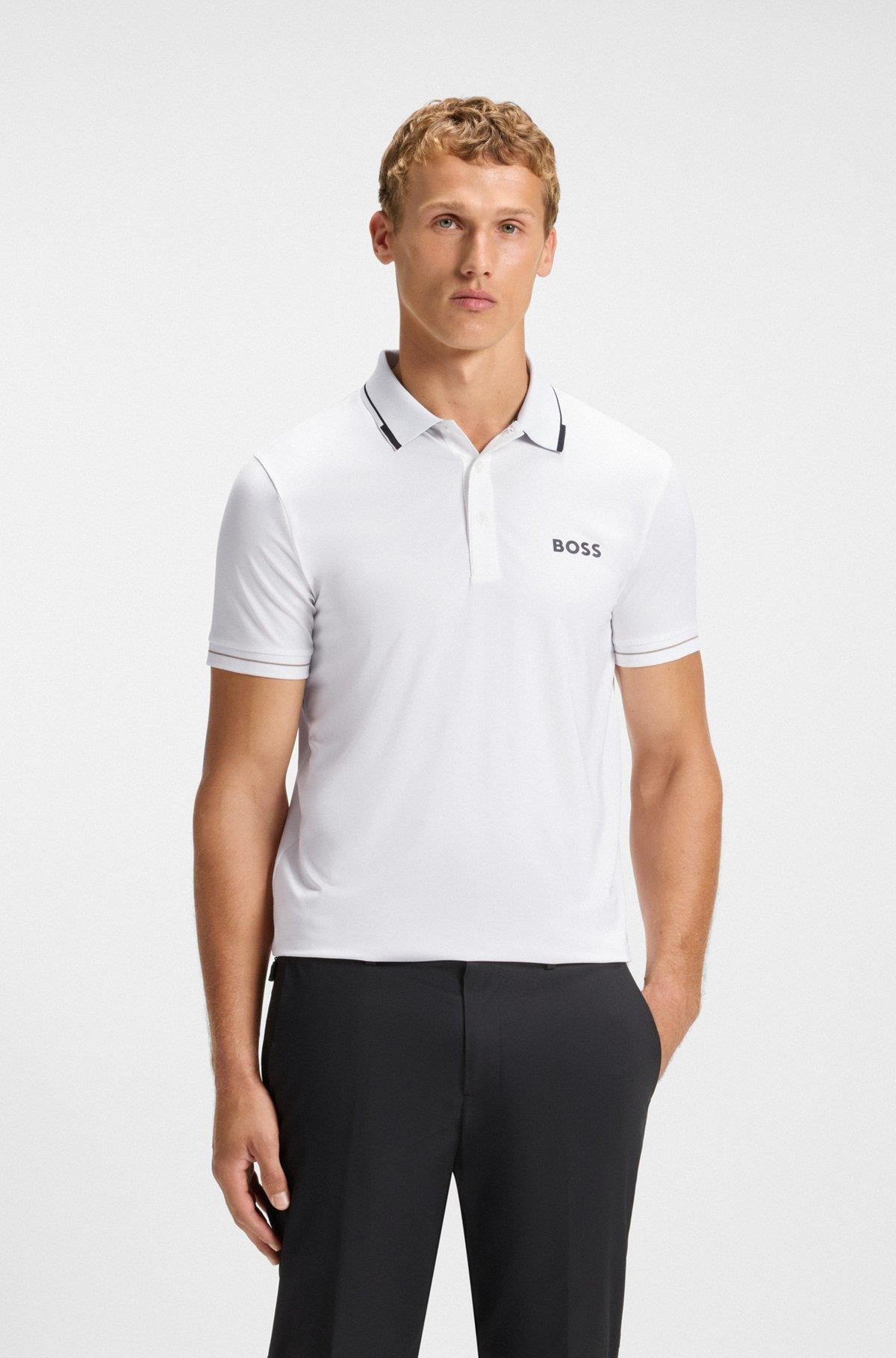 BOSS  BOSS Erkek Slim Fit Kontrast Logolu Kısa Kollu Beyaz T-Shirt 50506203-104