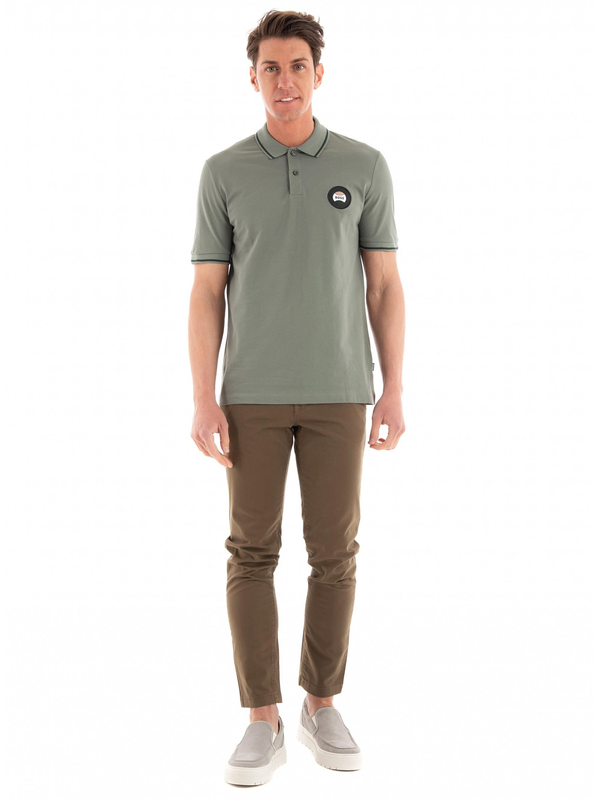 BOSS BOSS Erkek Slim Fit Polo Yaka Kısa Kol Yeşil Polo Yaka T-Shirt 50486202-343