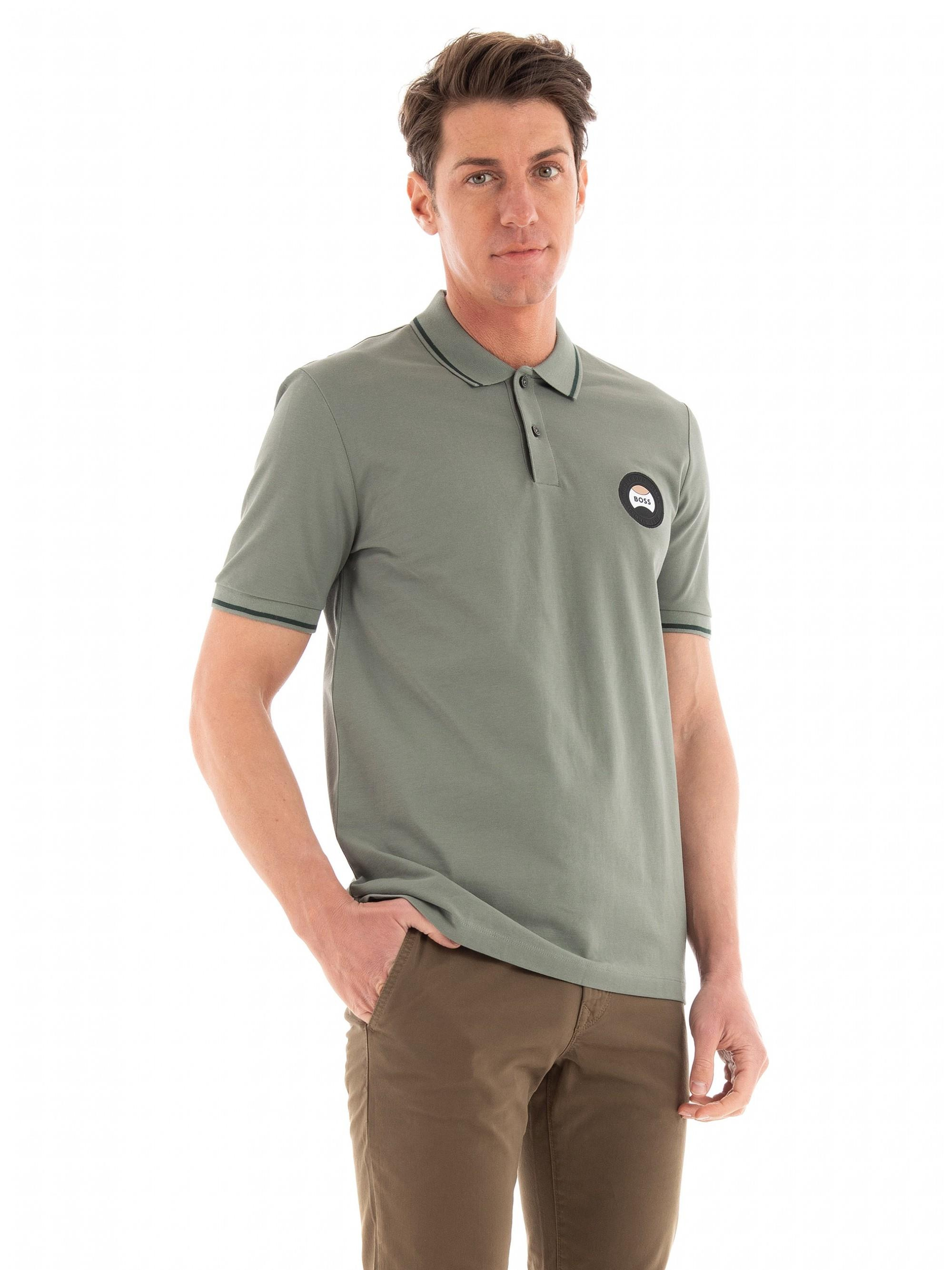 BOSS BOSS Erkek Slim Fit Polo Yaka Kısa Kol Yeşil Polo Yaka T-Shirt 50486202-343