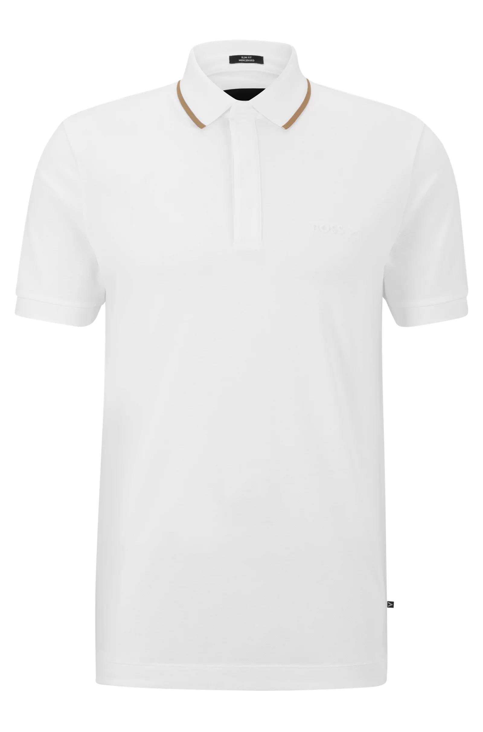 BOSS BOSS Erkek Slim Fit Polo Yaka Kısa Kol Beyaz Polo Yaka T-Shirt 50486182-100