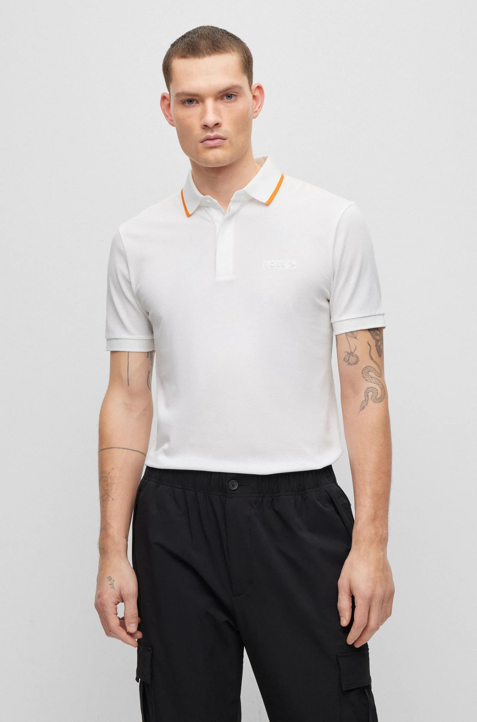 BOSS BOSS Erkek Slim Fit Polo Yaka Kısa Kol Beyaz Polo Yaka T-Shirt 50486182-100