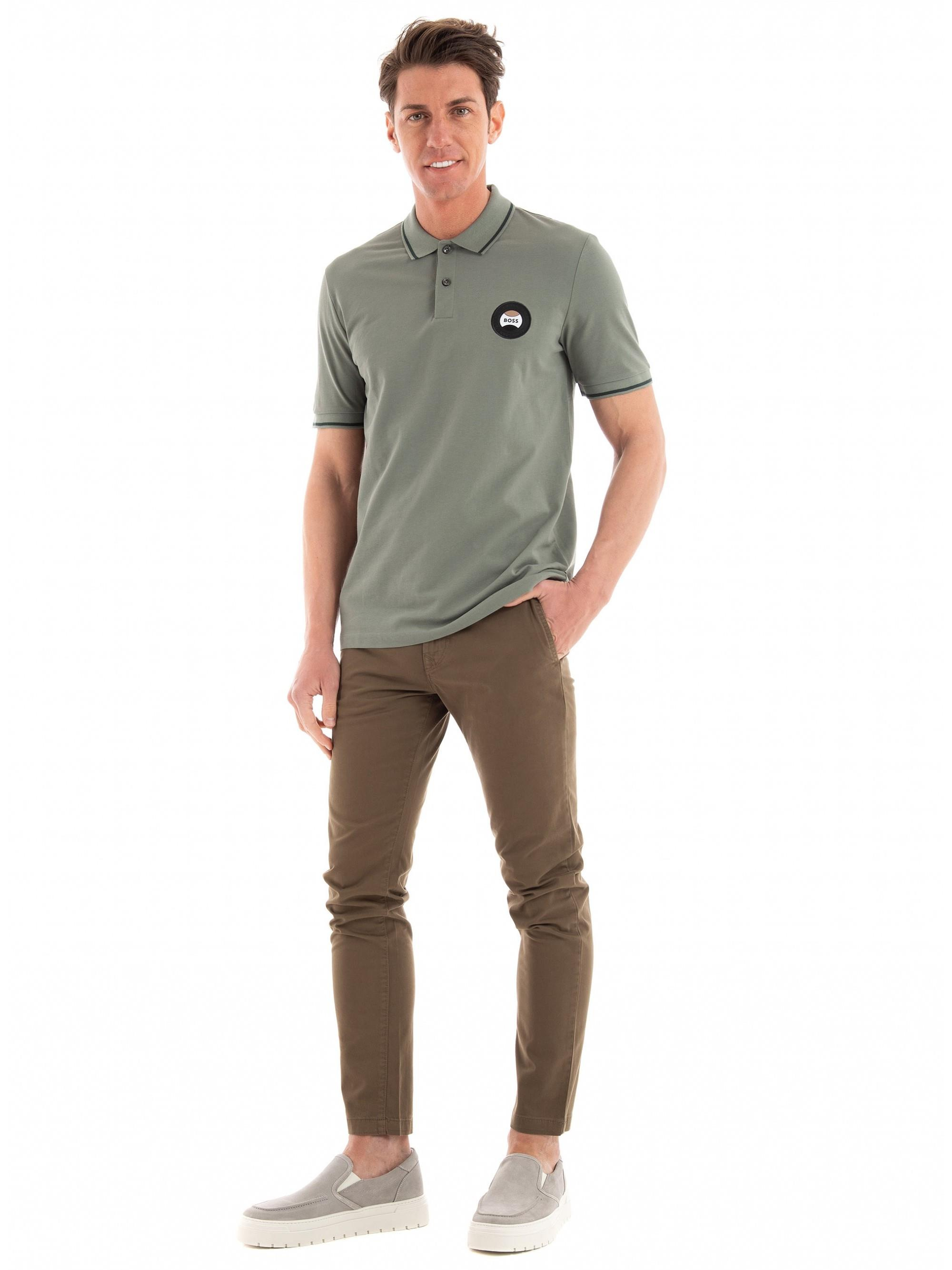 BOSS BOSS Erkek Slim Fit Polo Yaka Kısa Kol Yeşil Polo Yaka T-Shirt 50486202-343