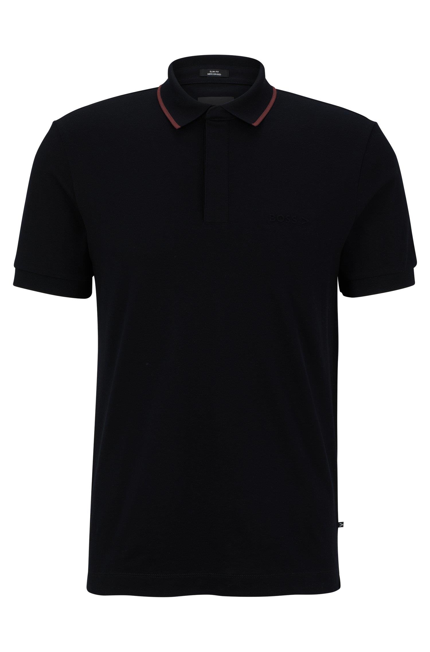 BOSS BOSS Erkek Slim Fit Polo Yaka Kısa Kol Siyah Polo Yaka T-Shirt 50486182-001