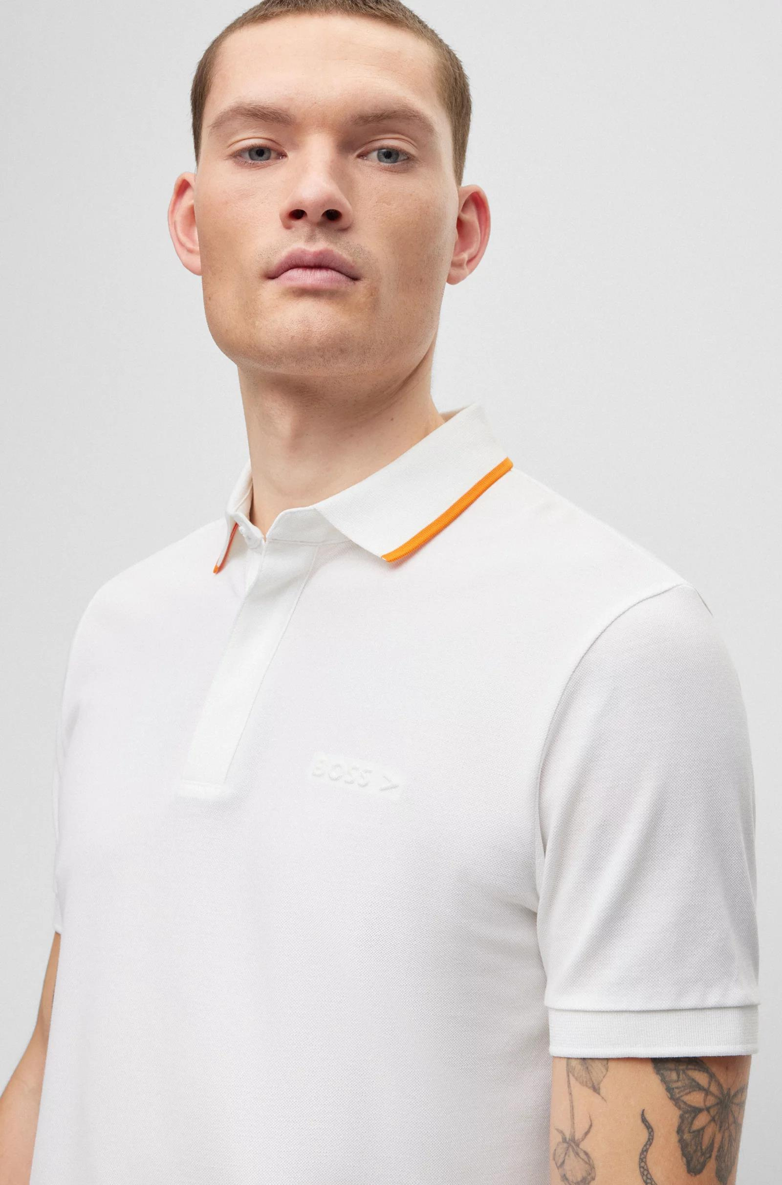 BOSS BOSS Erkek Slim Fit Polo Yaka Kısa Kol Beyaz Polo Yaka T-Shirt 50486182-100