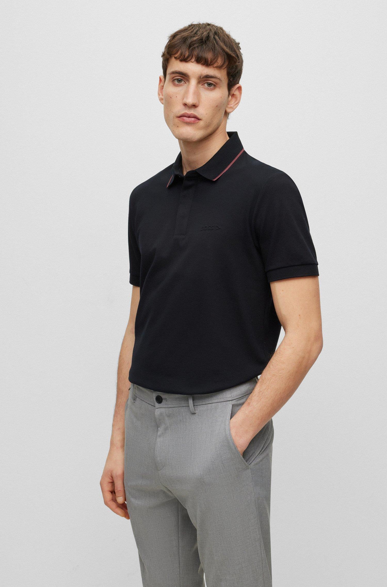 BOSS BOSS Erkek Slim Fit Polo Yaka Kısa Kol Siyah Polo Yaka T-Shirt 50486182-001