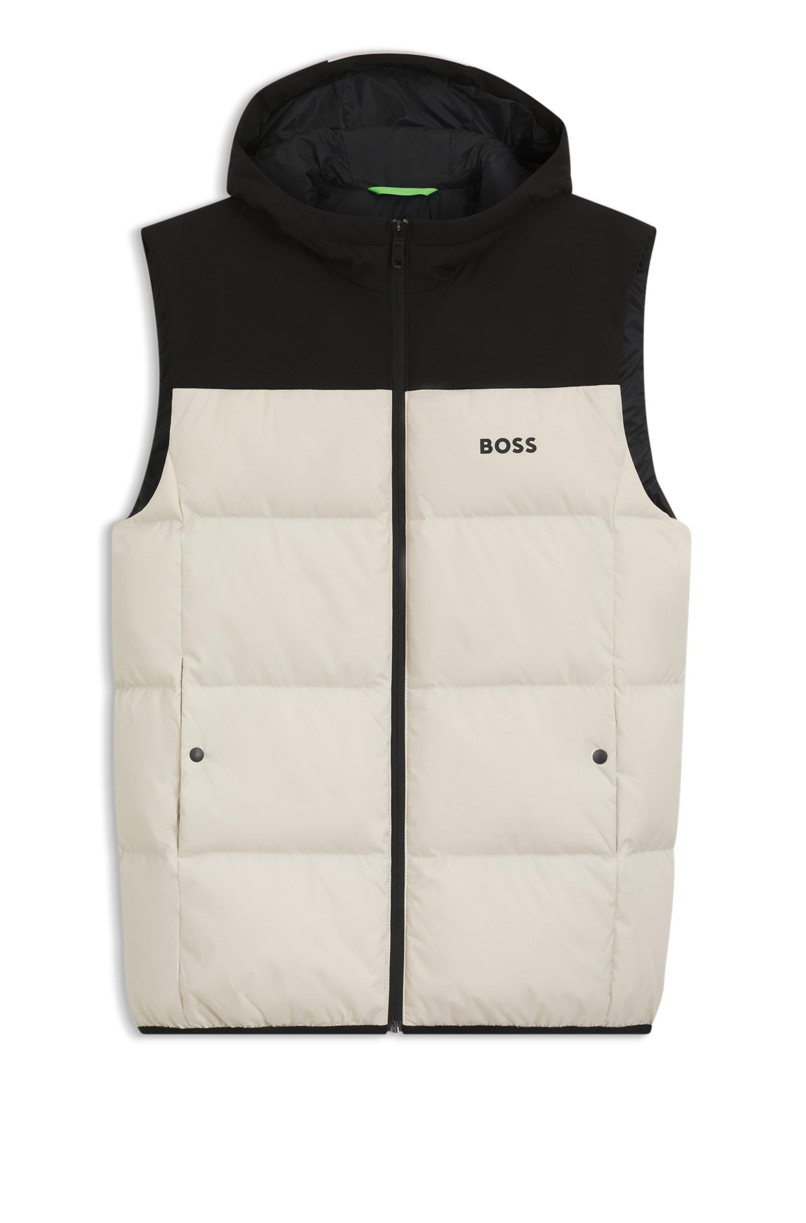 BOSS  BOSS Erkek Su Geçirmez Kuş Tüyü Dolgulu Kapüşonlu Bej Yelek 50548711-131