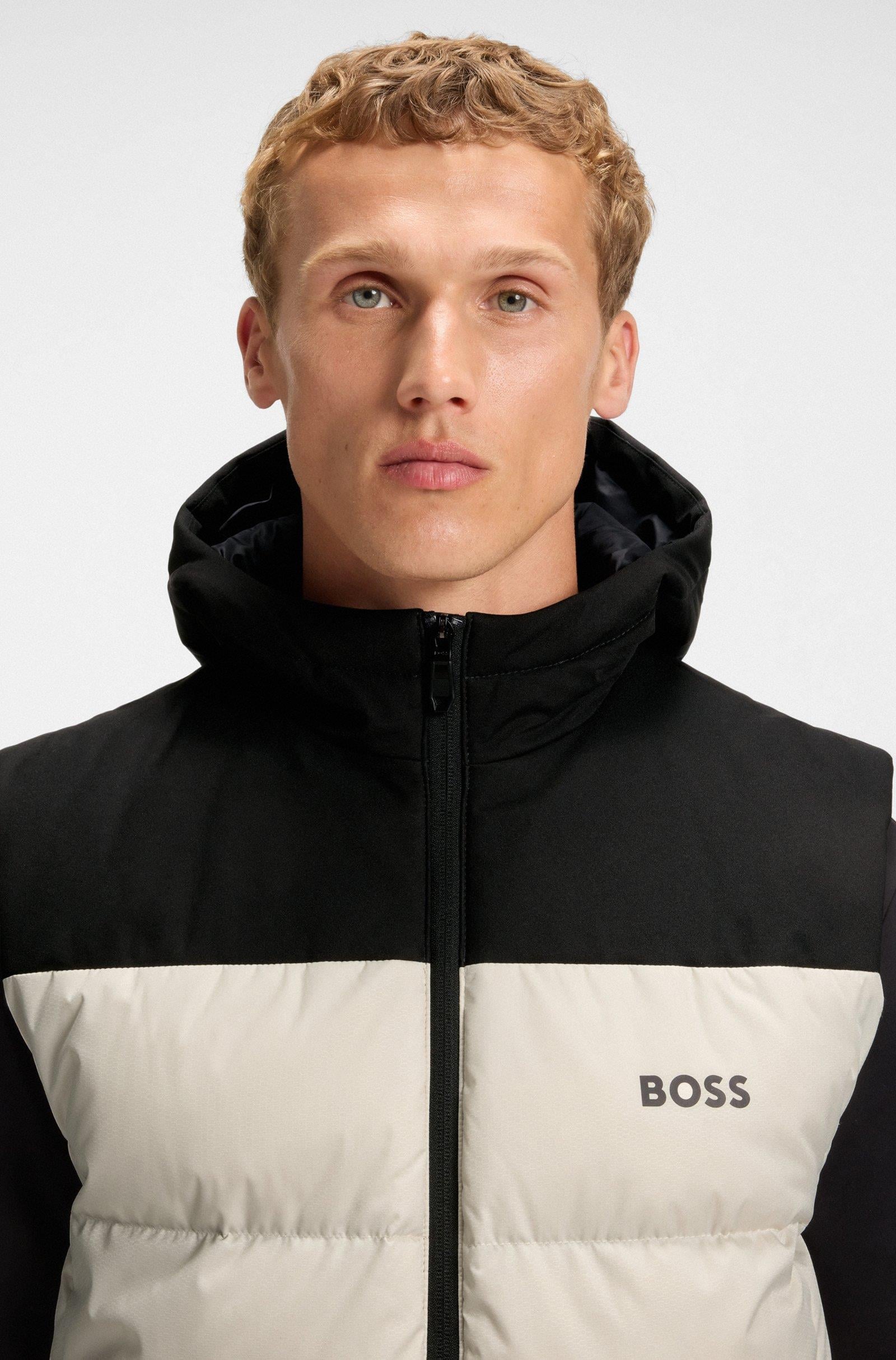 BOSS  BOSS Erkek Su Geçirmez Kuş Tüyü Dolgulu Kapüşonlu Bej Yelek 50548711-131