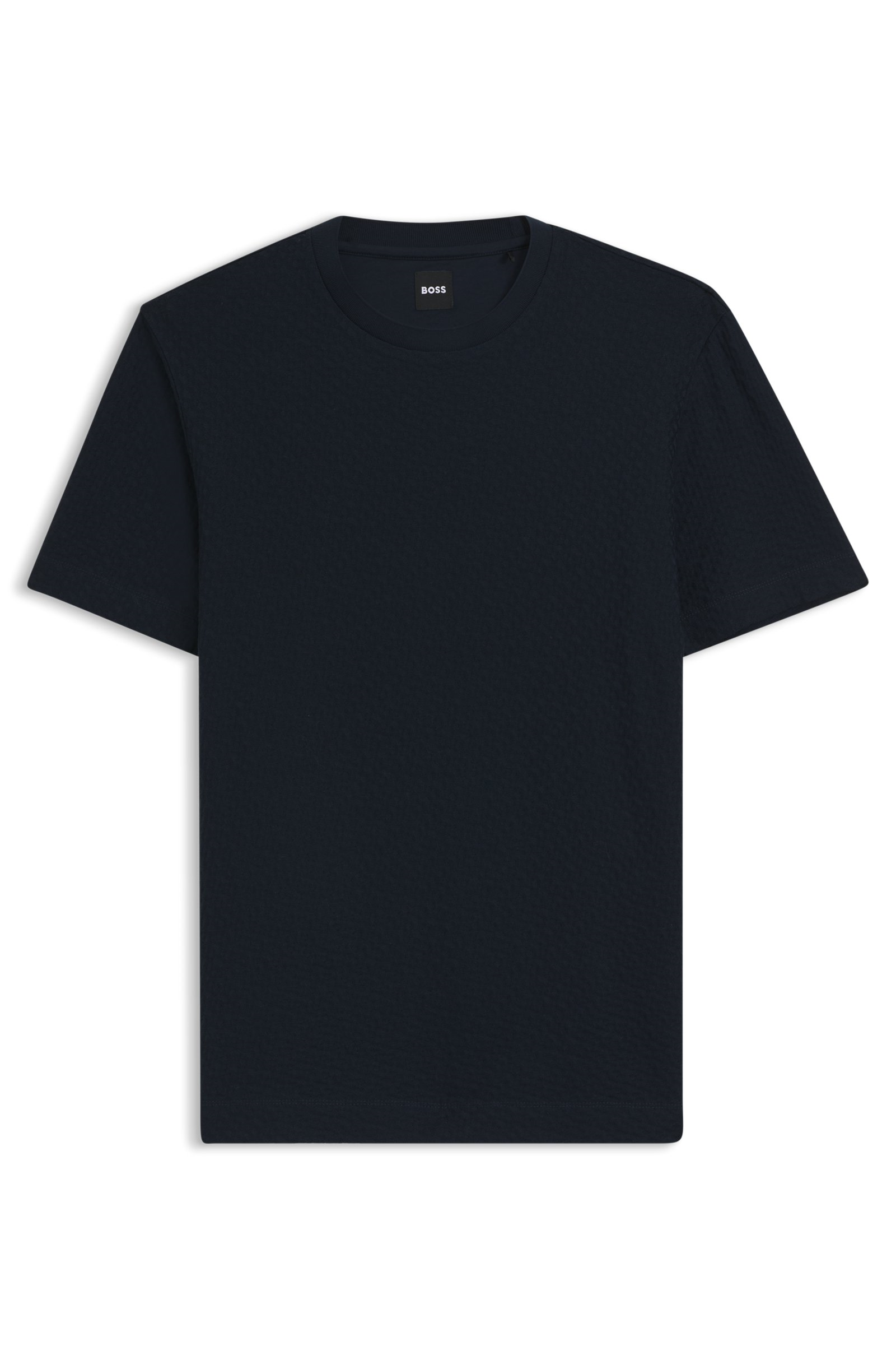 BOSS  BOSS Erkek Tamamı Monogram Logo Detaylı %100 Pamuklu Kısa Kollu Lacivert T-Shirt 50557395-404