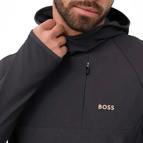 BOSS  BOSS Erkek Uzun Kollu Fermuarlı Marka Logolu Gri Sweatshirt 50493474-027