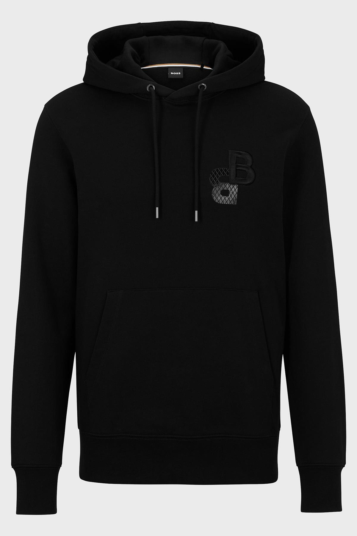 BOSS BOSS Erkek Uzun kollu Günlük Kullanım Normal kesim Siyah Sweatshirt 50499925-001