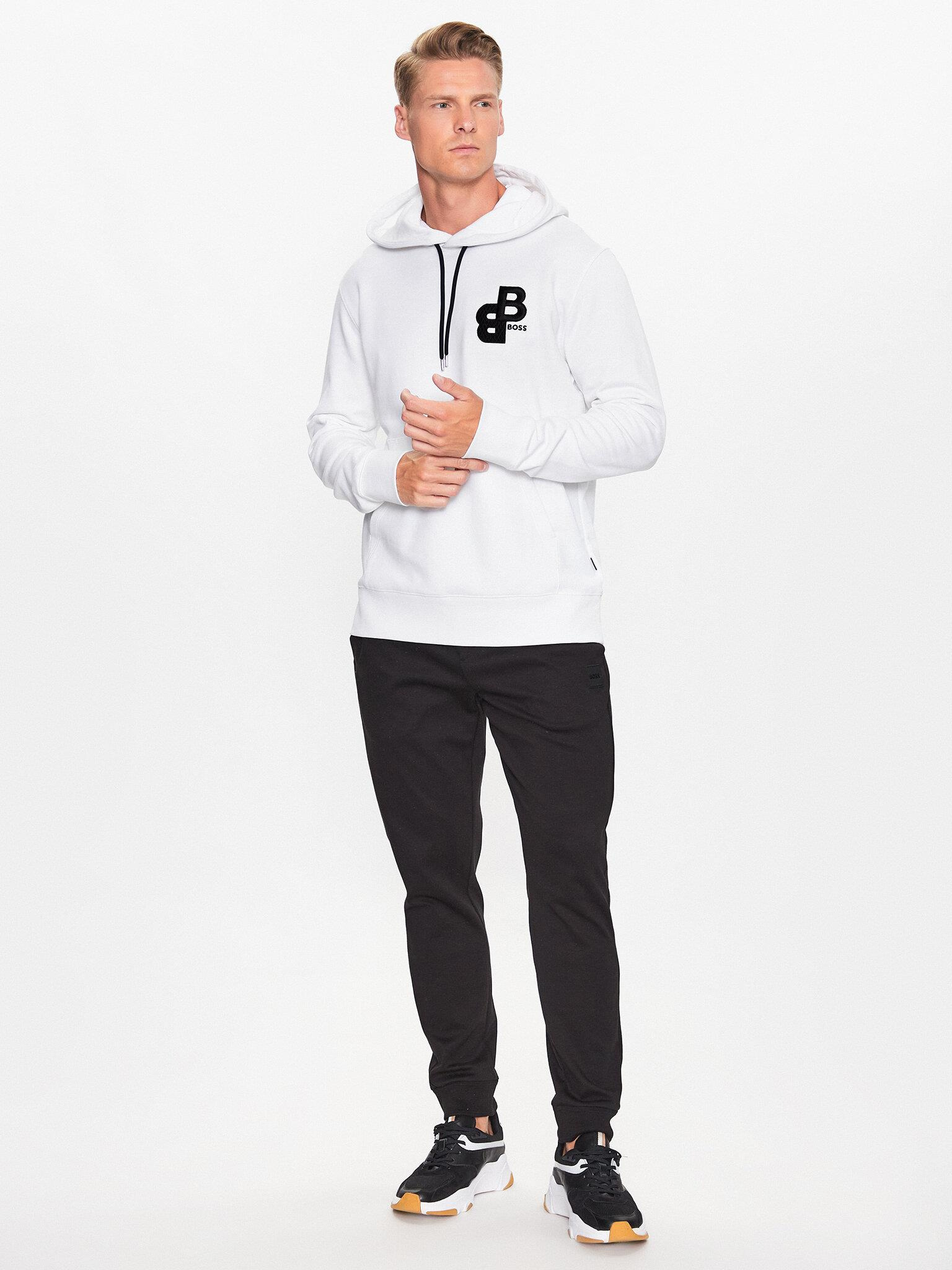 BOSS BOSS Erkek Uzun kollu Günlük Kullanım Normal kesim Beyaz Sweatshirt 50499925-100