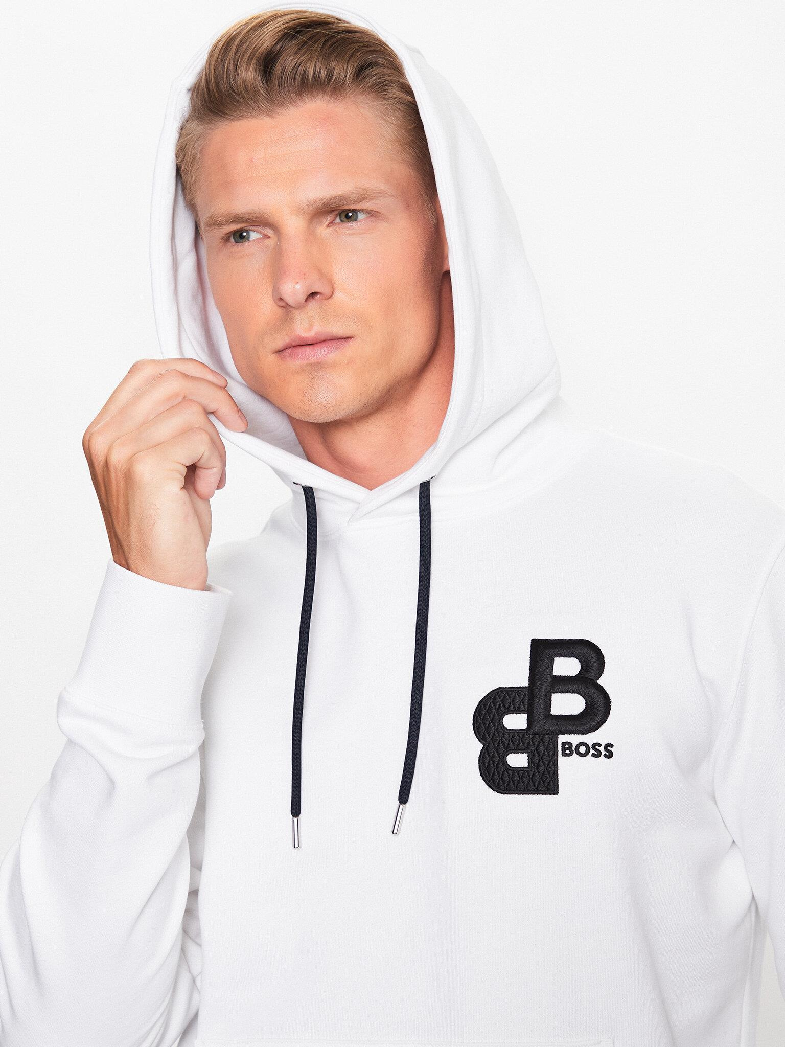 BOSS BOSS Erkek Uzun kollu Günlük Kullanım Normal kesim Beyaz Sweatshirt 50499925-100