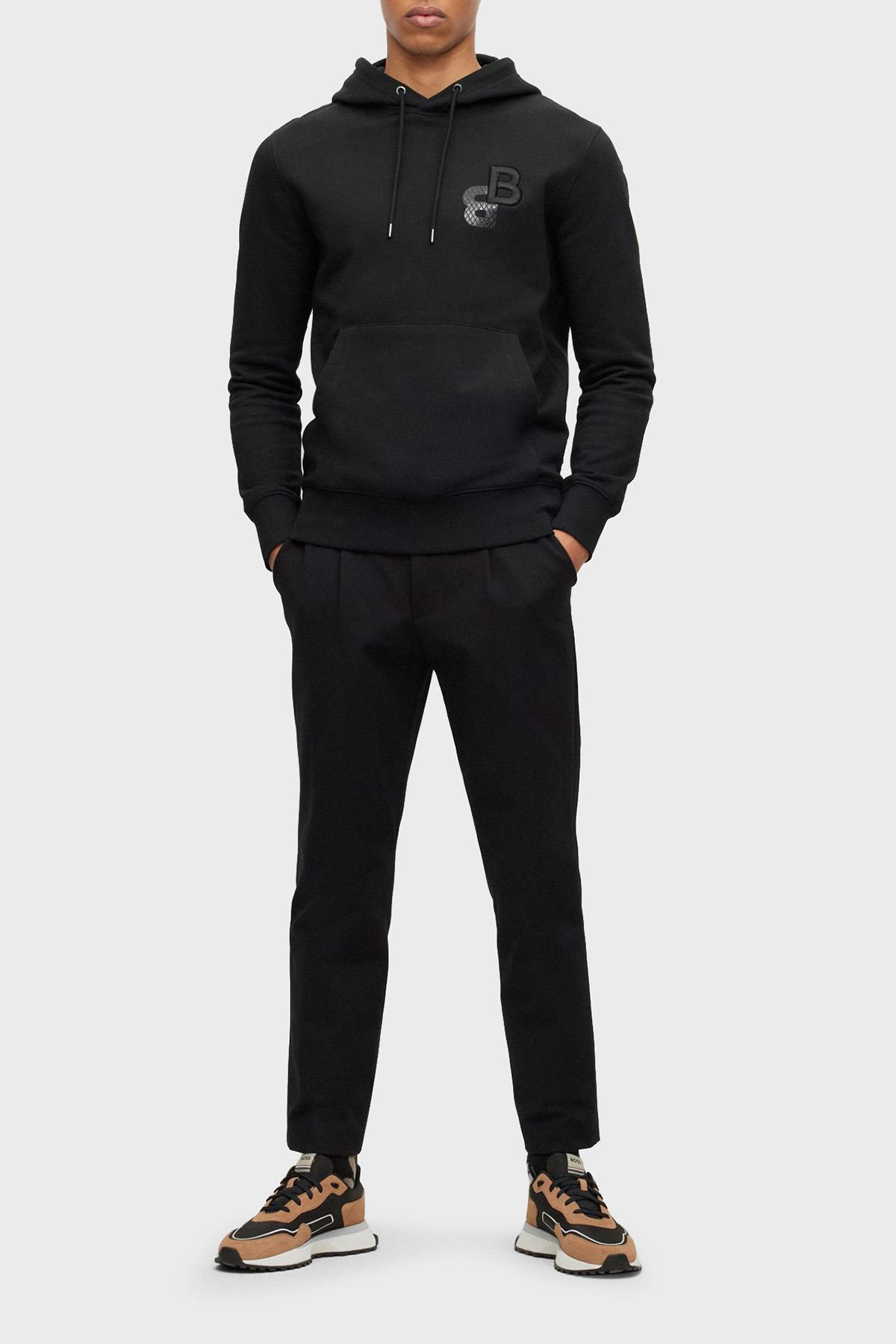 BOSS BOSS Erkek Uzun kollu Günlük Kullanım Normal kesim Siyah Sweatshirt 50499925-001