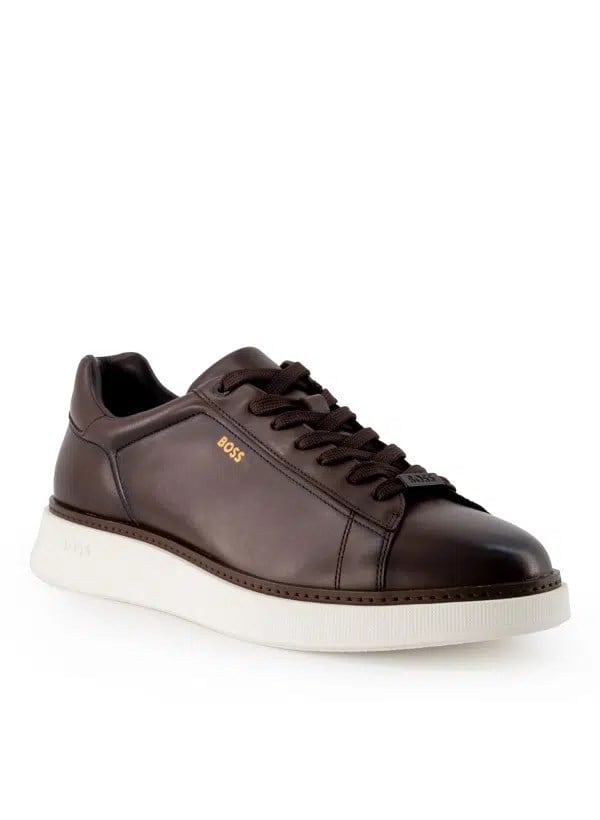 BOSS  BOSS Erkek Yumuşak Süet Deri Bağcıklı Süper Hafif Dış Taban Kahverengi Sneaker 50568773-201
