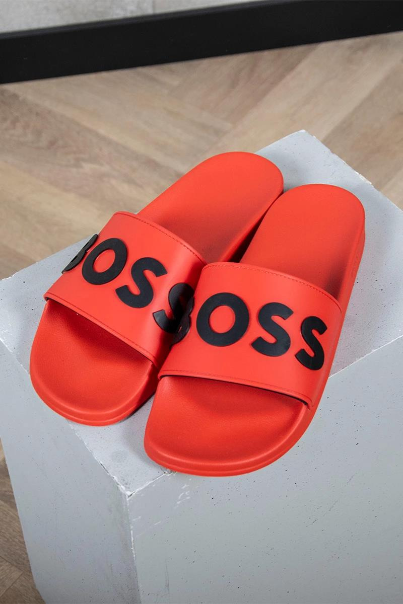BOSS BOSS Erkek Yumuşak Tabanlı Marka Logolu Rahat Kırmızı Terlik 50498241-655