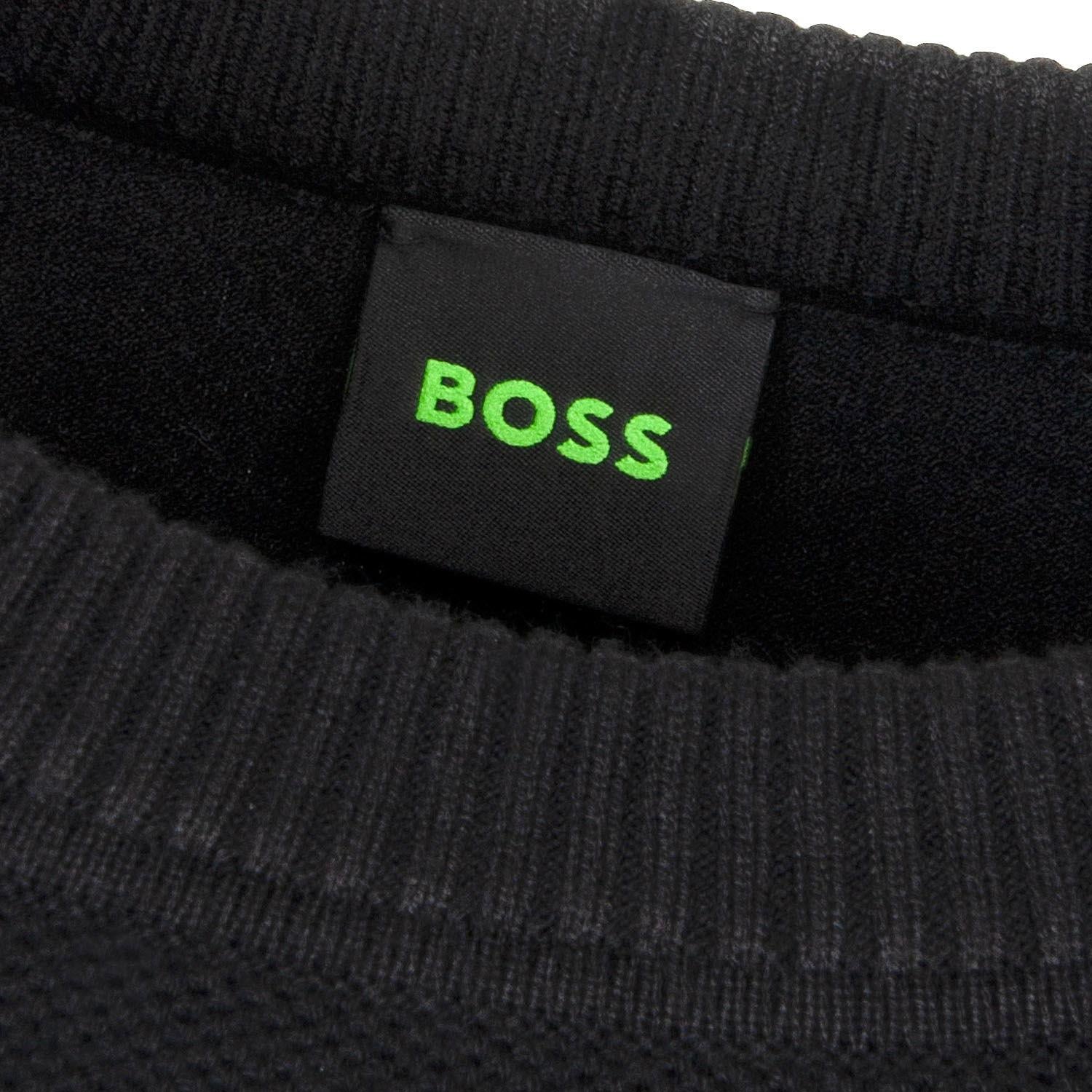 BOSS BOSS Erkek Yuvarlak Yaka Uzun Kollu Boss Yazılı Siyah Kazak 50523168-001