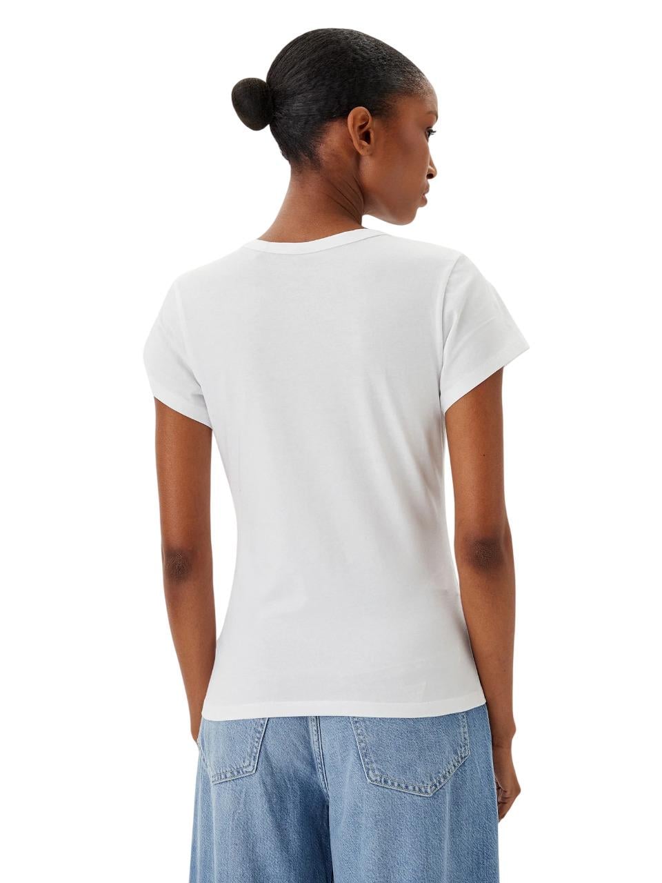 BOSS BOSS Kadın Dar Kalıp %100 Pamuklu V Yaka Kısa Kollu Beyaz T-Shirt 50540432-100