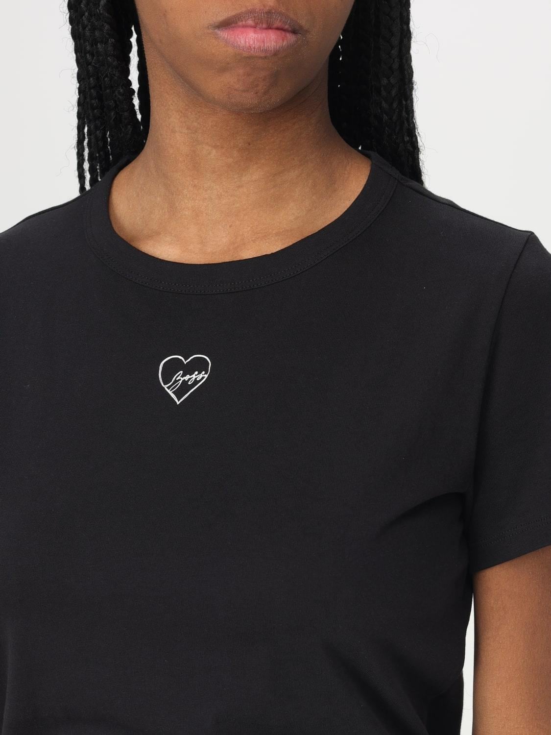 BOSS BOSS Kadın Dar Kalıp %100 Pamuklu Dark Kalıp Kısa Kollu Siyah T-Shirt 50540260-001