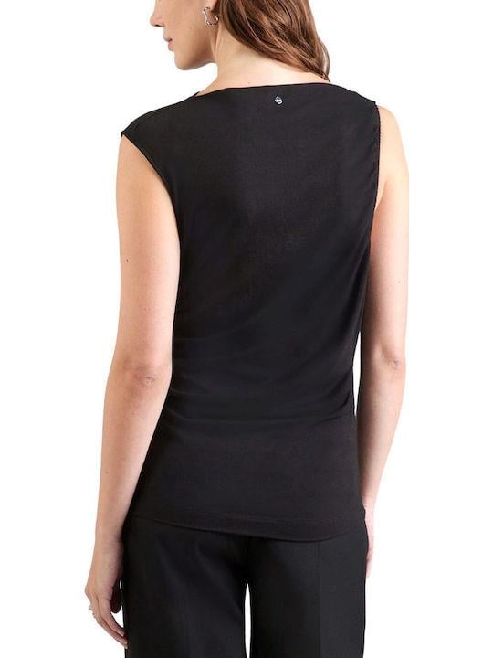 BOSS  BOSS Kadın Pamuklu Belden Pileli Kolsuz Siyah Bluz 50545517-001