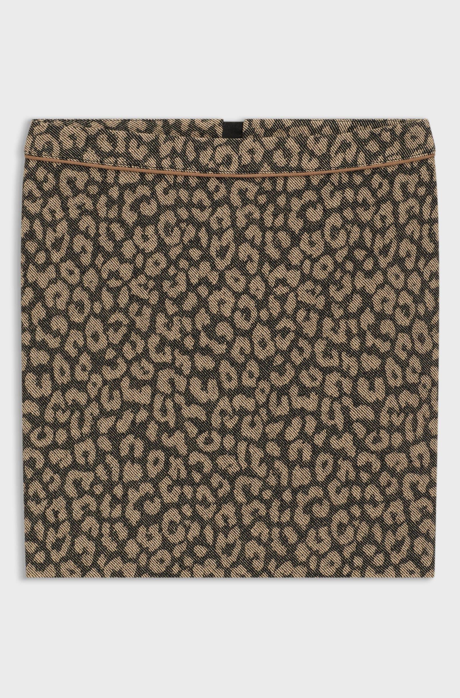 BOSS BOSS Kadın Regular Fit Fermuar Kapatmalı Astarlı Leopar Desenli Mini Leopar Etek 50545996-960