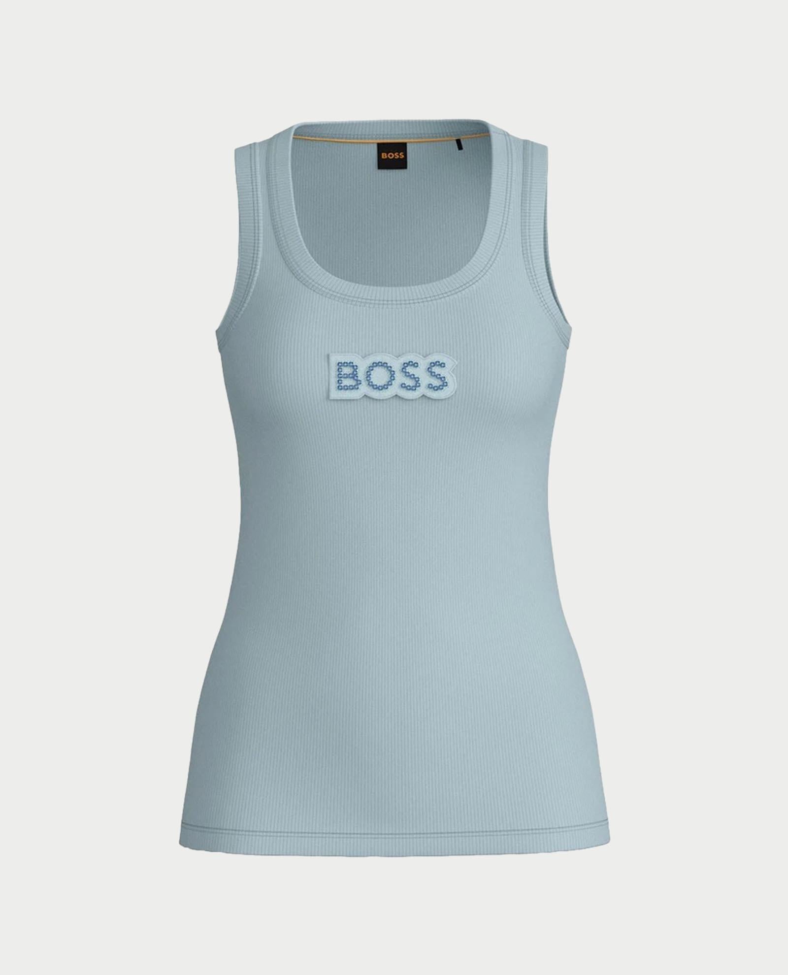 BOSS BOSS Kadın Slim Fit Kalın Askı Boss Yazılı Mavi Atlet 50536985-442