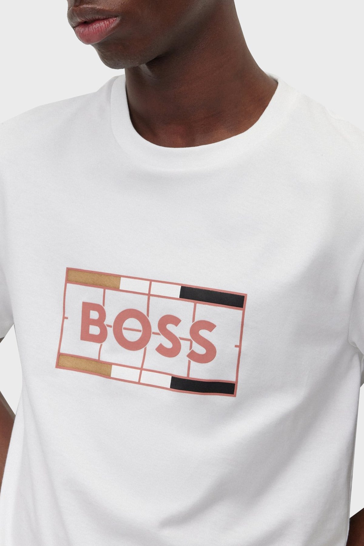 BOSS  Erkek Yuvarlak Yaka Kısa Kollu Logolu Beyaz T-Shirt 50486210H-100
