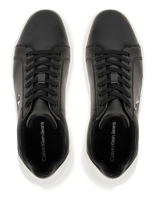 Calvin Klein Calvin Klein Erkek %100 Deri Yuvarlak Sert Burunlu CK Logolu Siyah Sneaker YM0YM01296-0GM