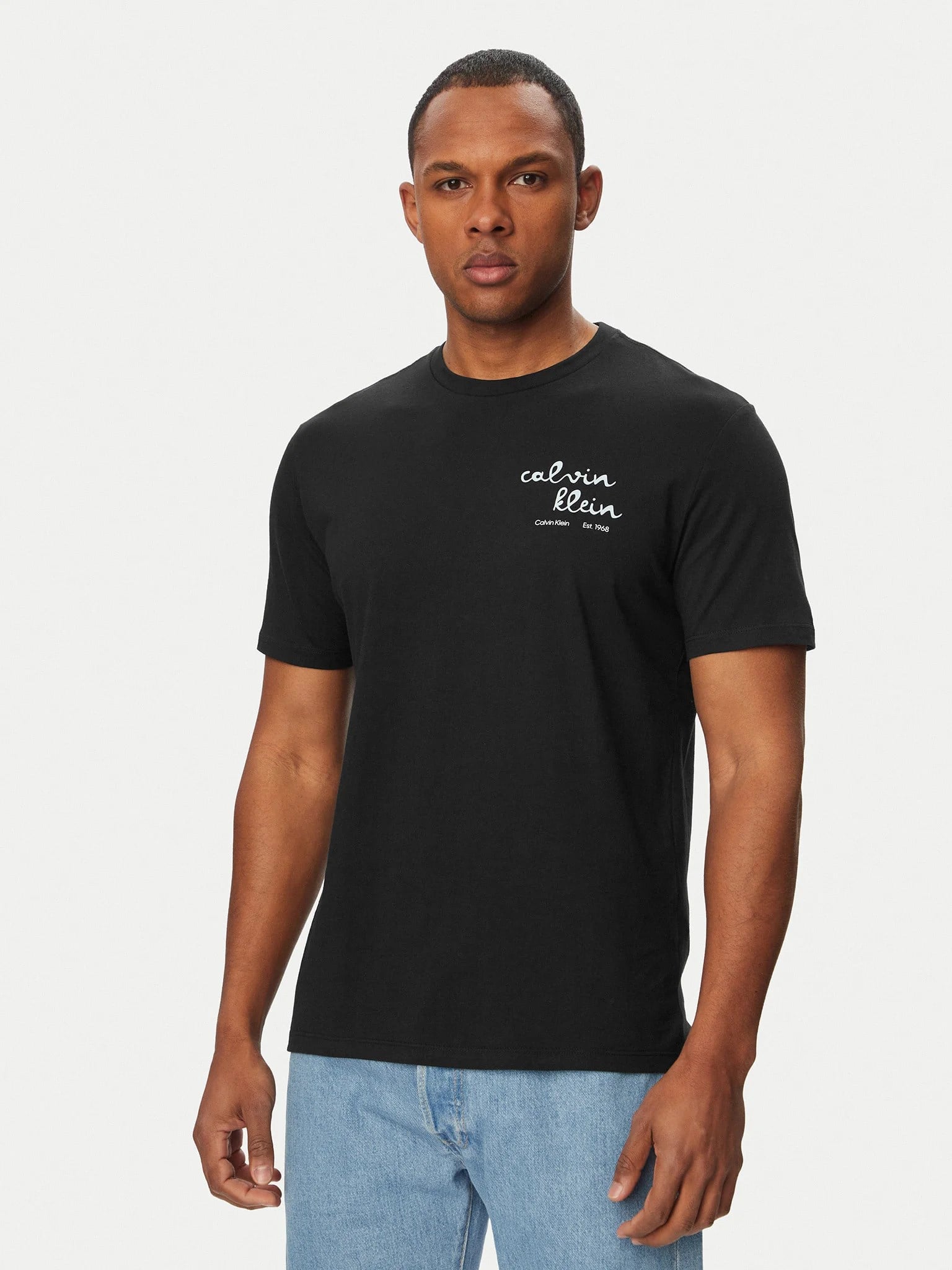 Calvin Klein Calvin Klein Erkek Baskılı Bisiklet Yaka Slim Fit Kısa Kol Siyah T-Shirt LV04RG837G-UB1