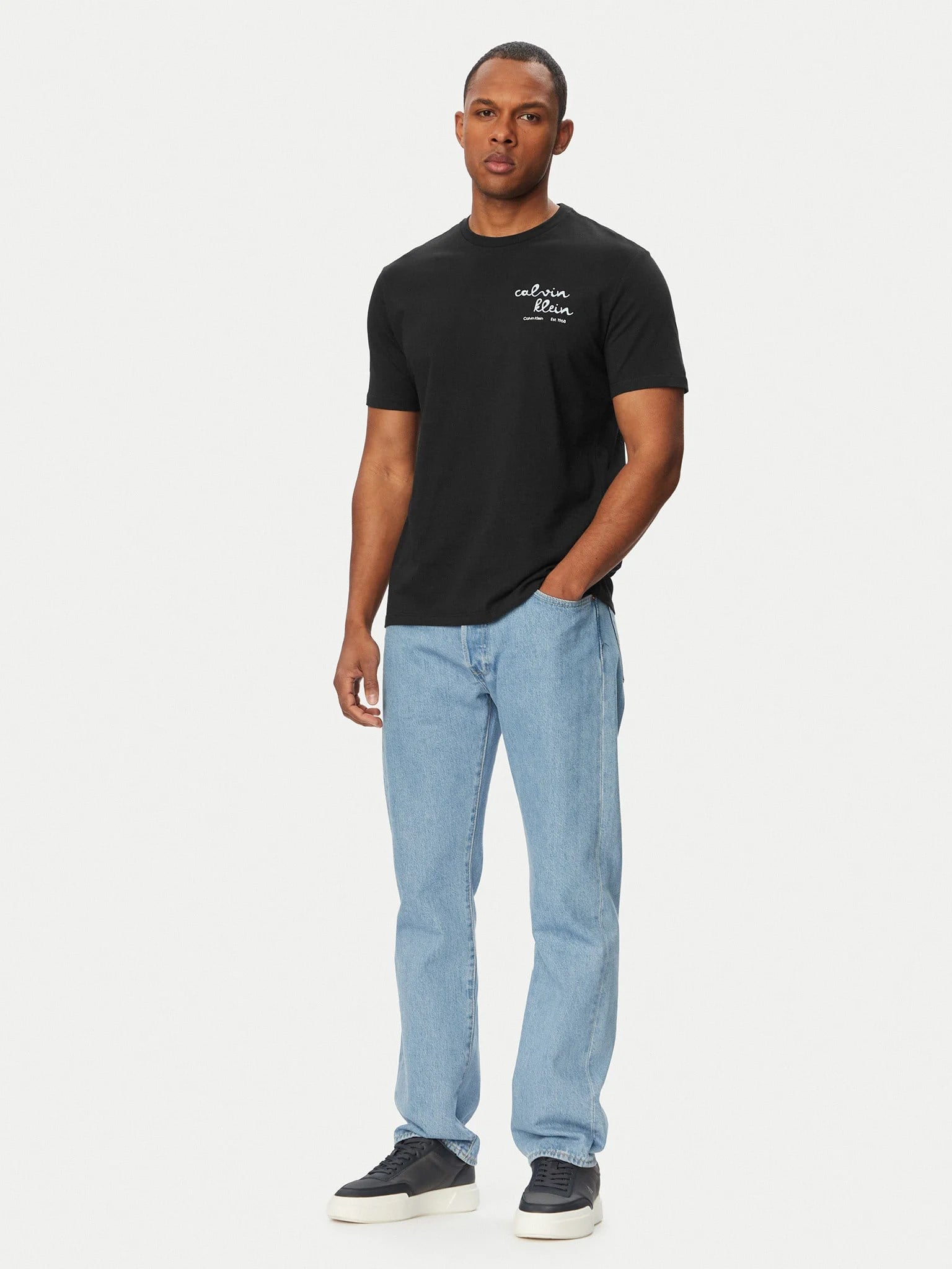 Calvin Klein Calvin Klein Erkek Baskılı Bisiklet Yaka Slim Fit Kısa Kol Siyah T-Shirt LV04RG837G-UB1