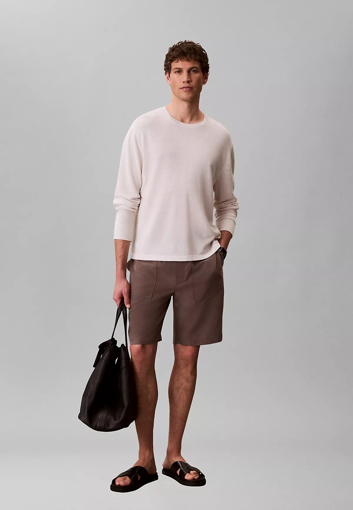 Calvin Klein Calvin Klein Erkek Beli LAstikli ve İp Bağlamalı Dikiş Detaylı Kısa Kahverengi Şort LV04LF614G-9O9