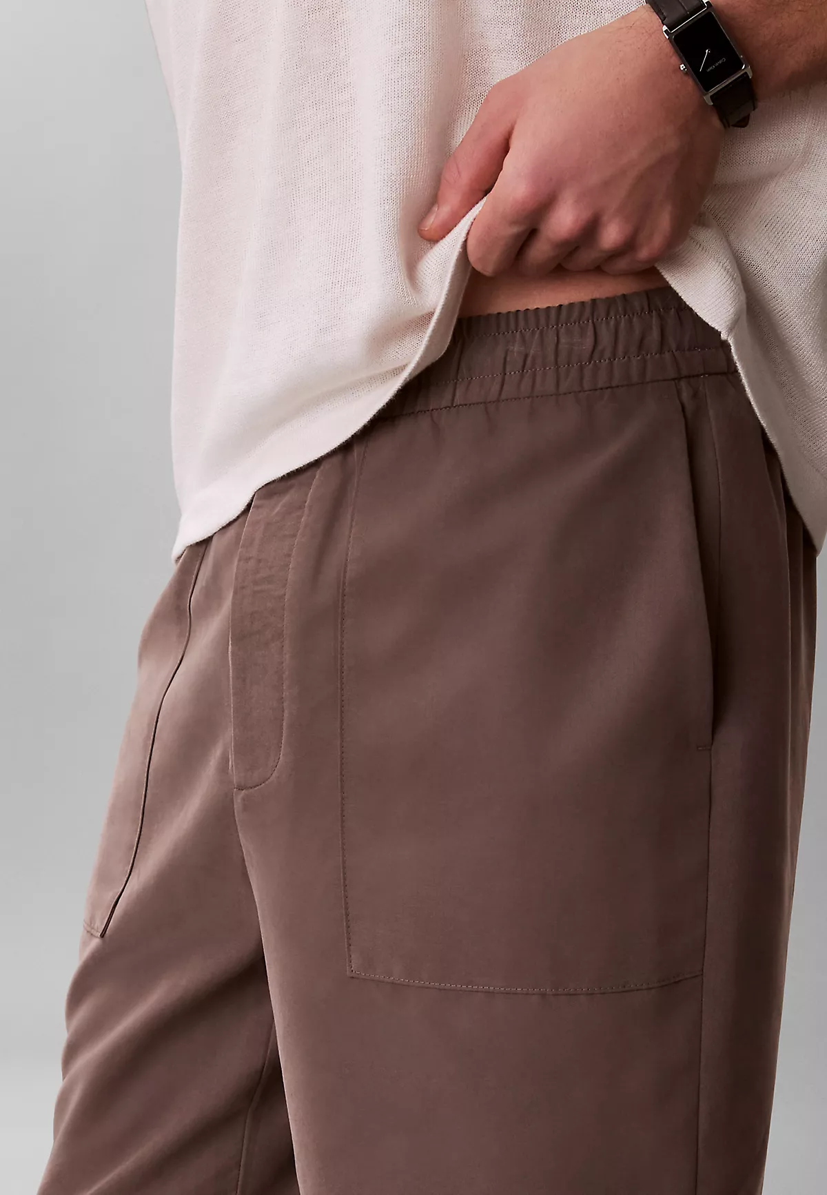 Calvin Klein Calvin Klein Erkek Beli LAstikli ve İp Bağlamalı Dikiş Detaylı Kısa Kahverengi Şort LV04LF614G-9O9