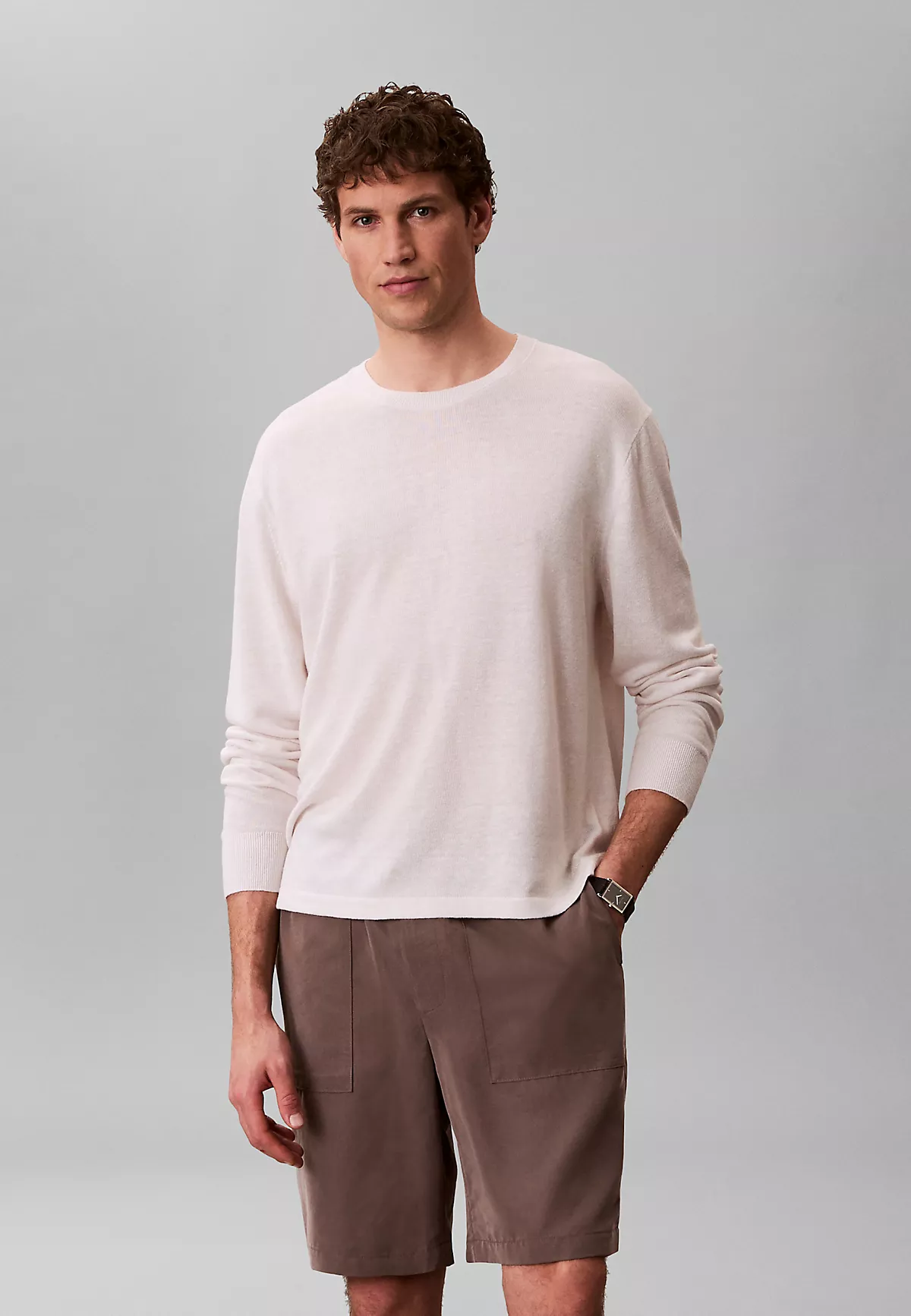 Calvin Klein Calvin Klein Erkek Beli LAstikli ve İp Bağlamalı Dikiş Detaylı Kısa Kahverengi Şort LV04LF614G-9O9