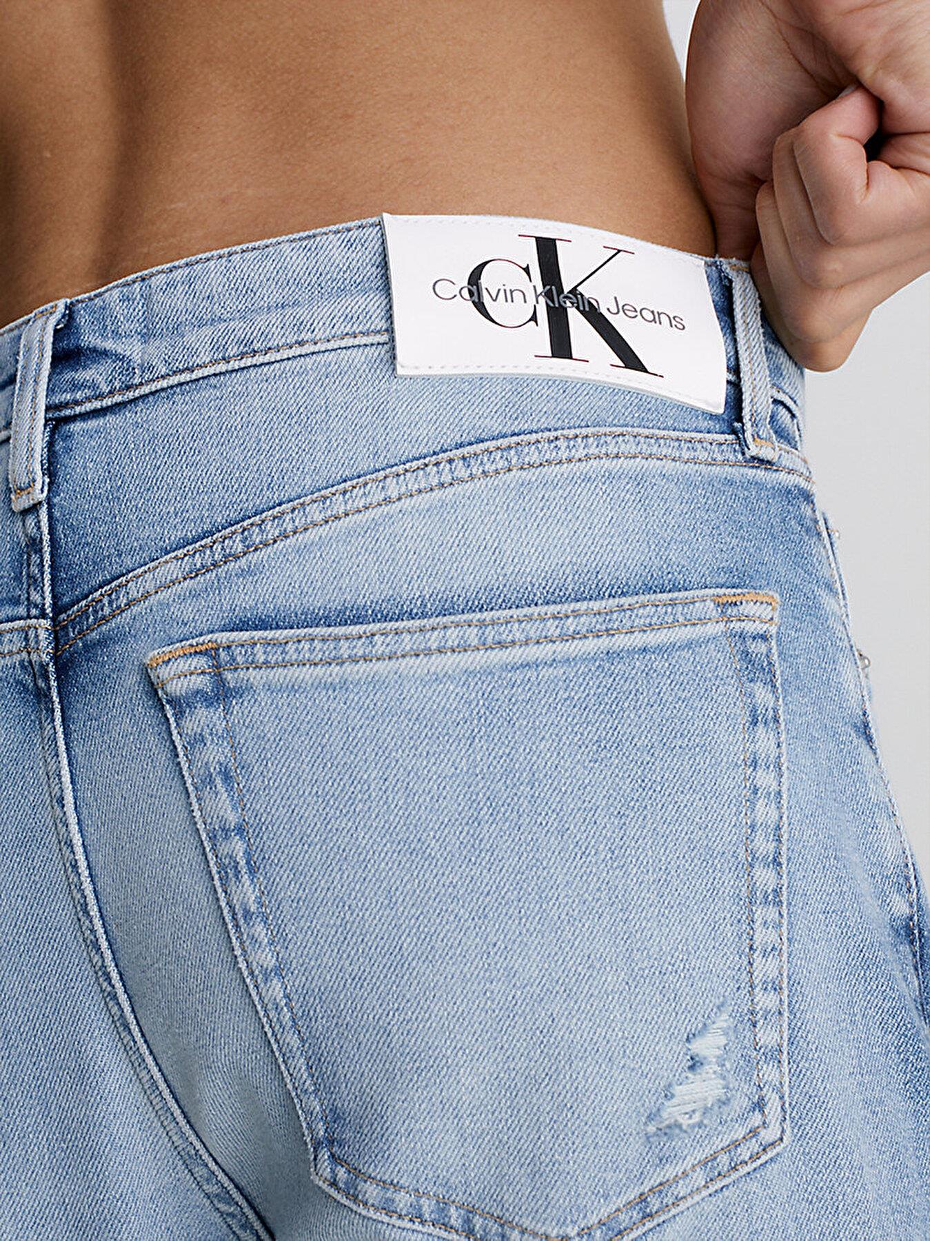 Calvin Klein Calvin Kleın Erkek Cepli Denim Eskitme Dar Paçalı Mavi Jeans J30J323362-1AA