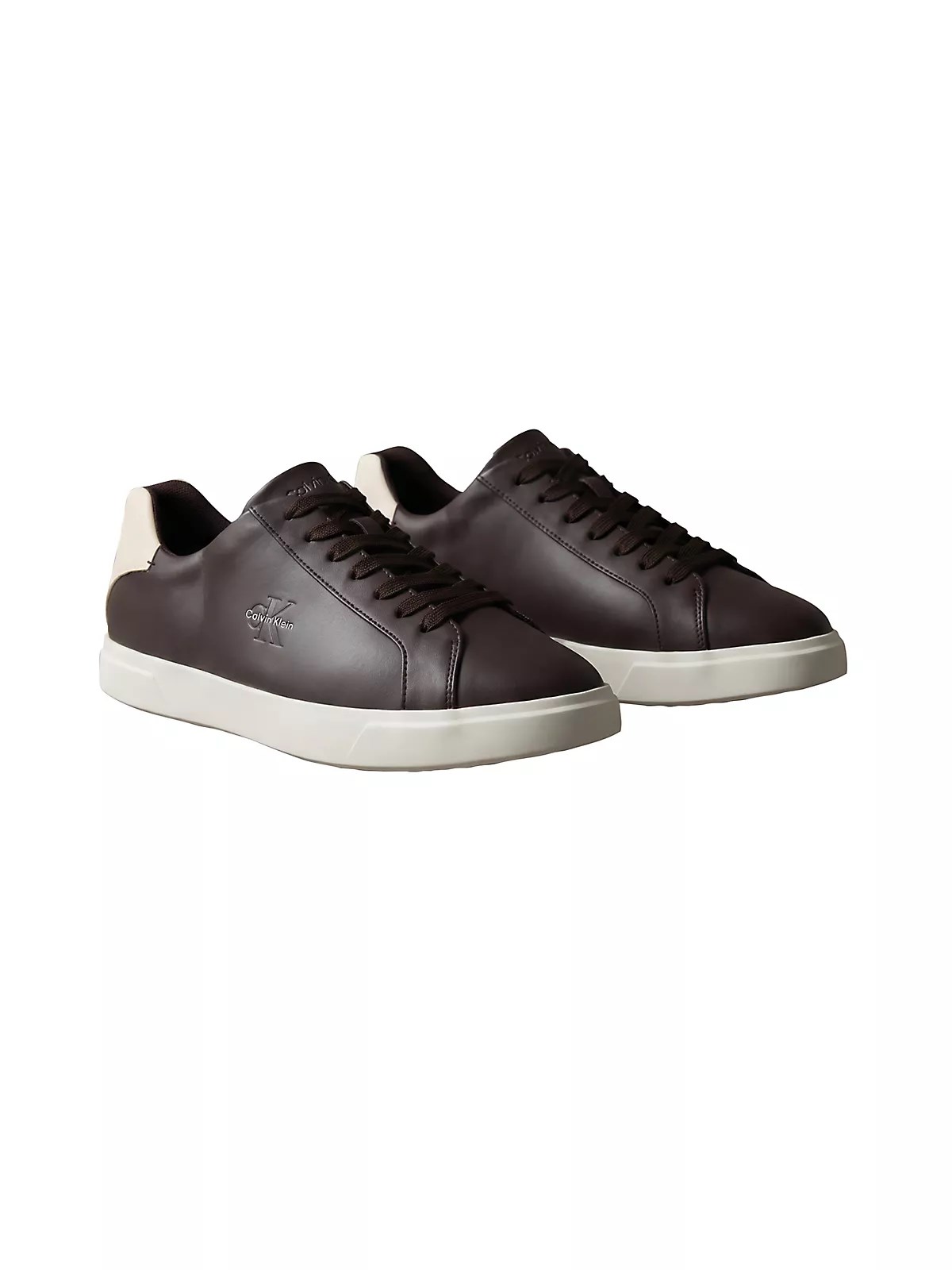 Calvin Klein Calvin Klein Erkek CK Logo Kabartmalı Düşük Bilekli Deri Kahverengi Sneaker HM0HM02123-0KU