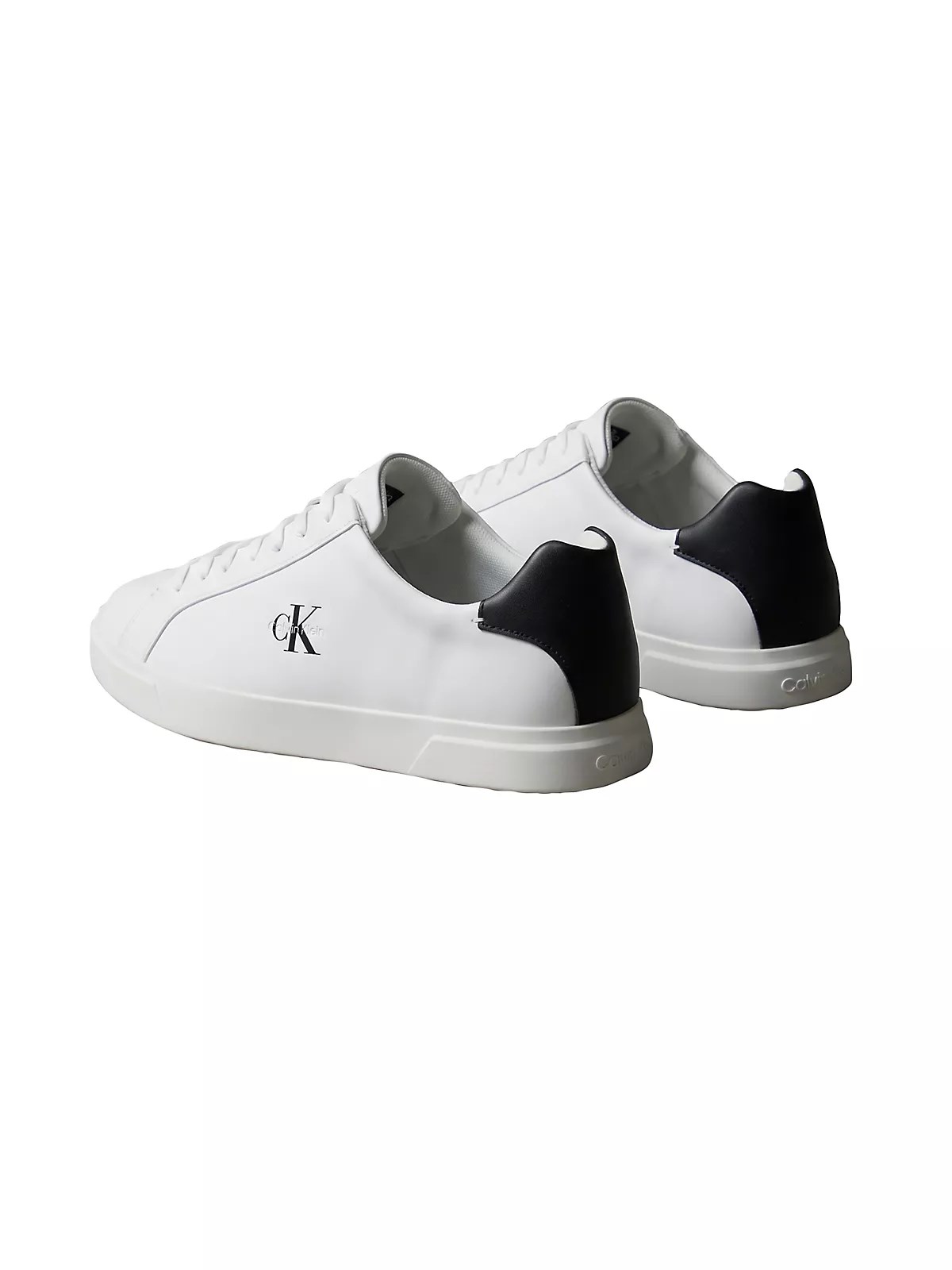 Calvin Klein Calvin Klein Erkek CK Logo Kabartmalı Düşük Bilekli Deri Beyaz-Siyah Sneaker HM0HM02123-01W