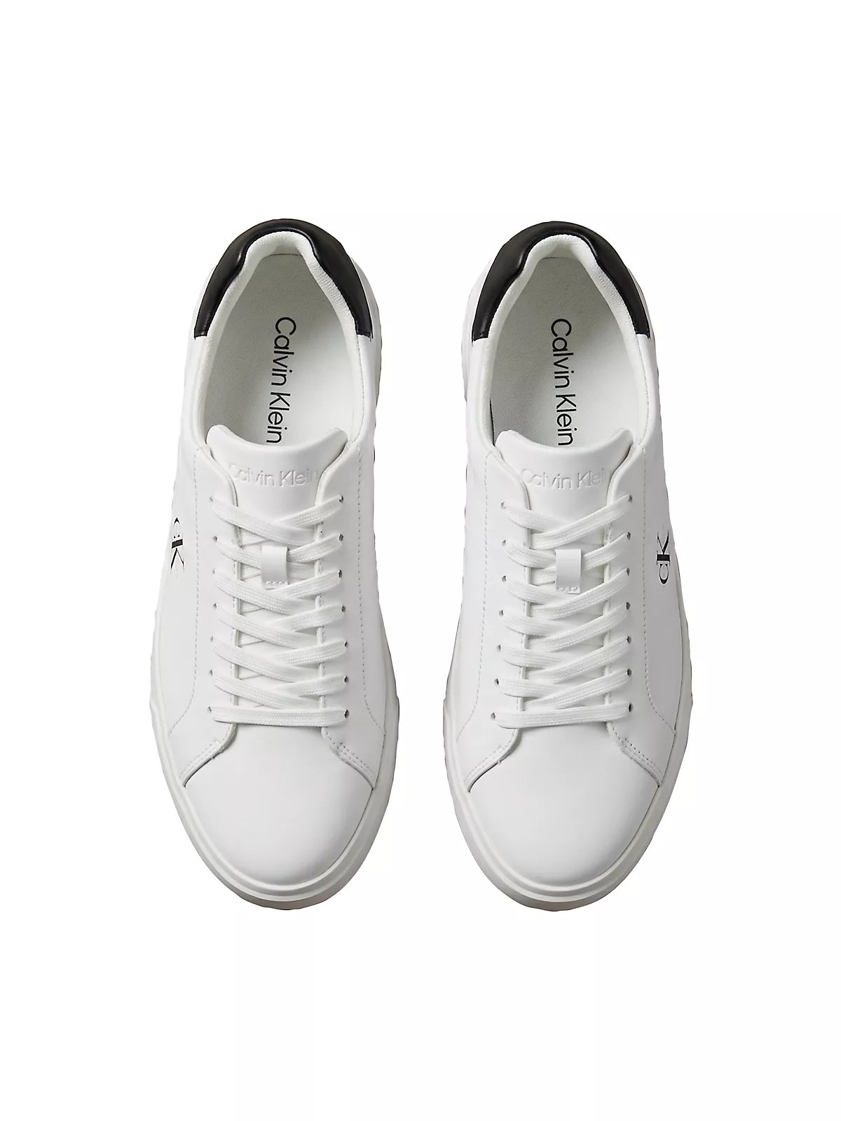Calvin Klein Calvin Klein Erkek CK Logo Kabartmalı Düşük Bilekli Deri Beyaz-Siyah Sneaker HM0HM02123-01W
