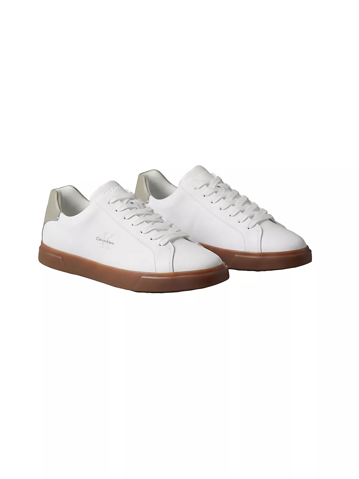 Calvin Klein Calvin Klein Erkek CK Logo Kabartmalı Düşük Bilekli Deri Beyaz Sneaker HM0HM02123-0LH