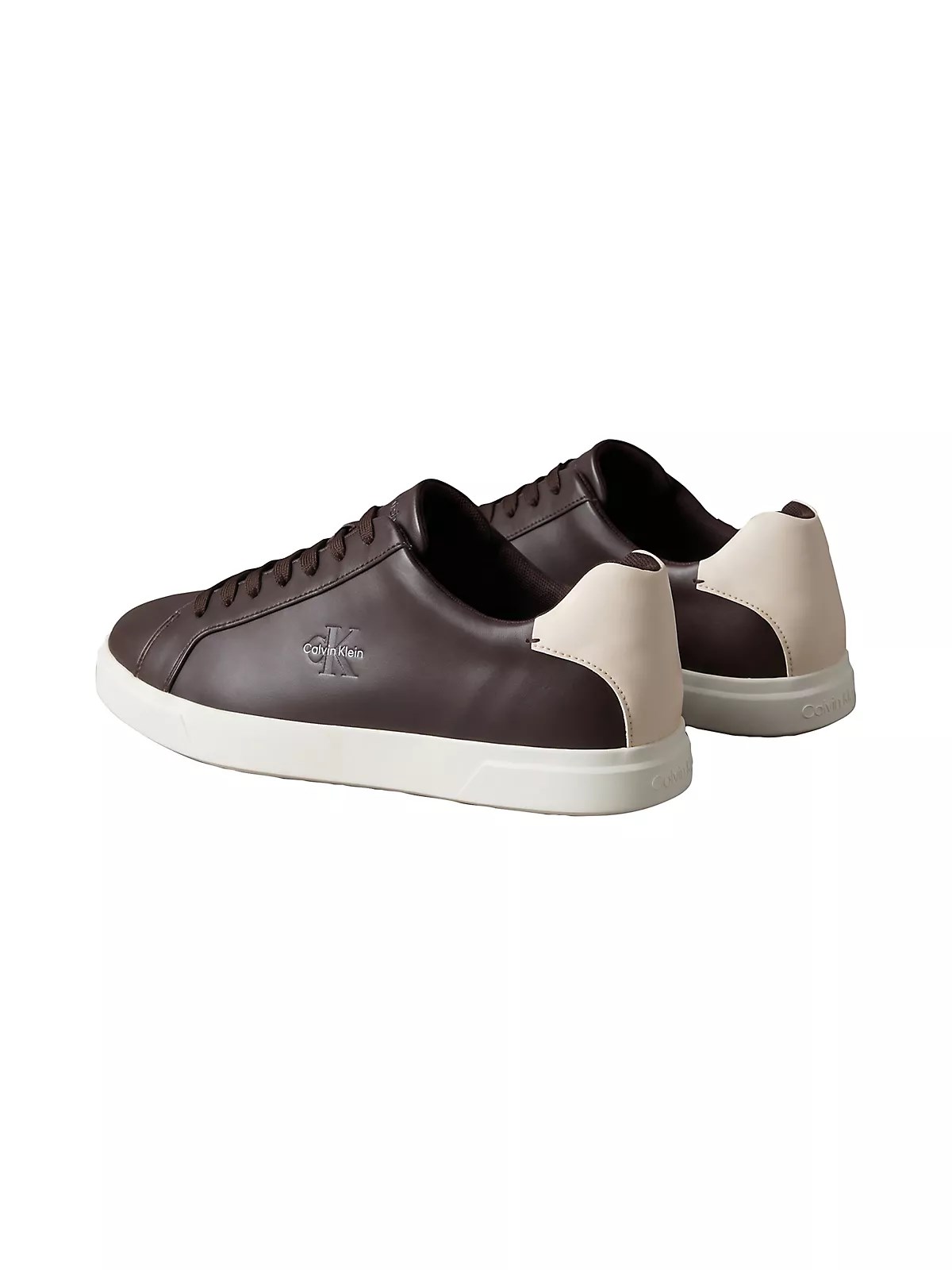 Calvin Klein Calvin Klein Erkek CK Logo Kabartmalı Düşük Bilekli Deri Kahverengi Sneaker HM0HM02123-0KU