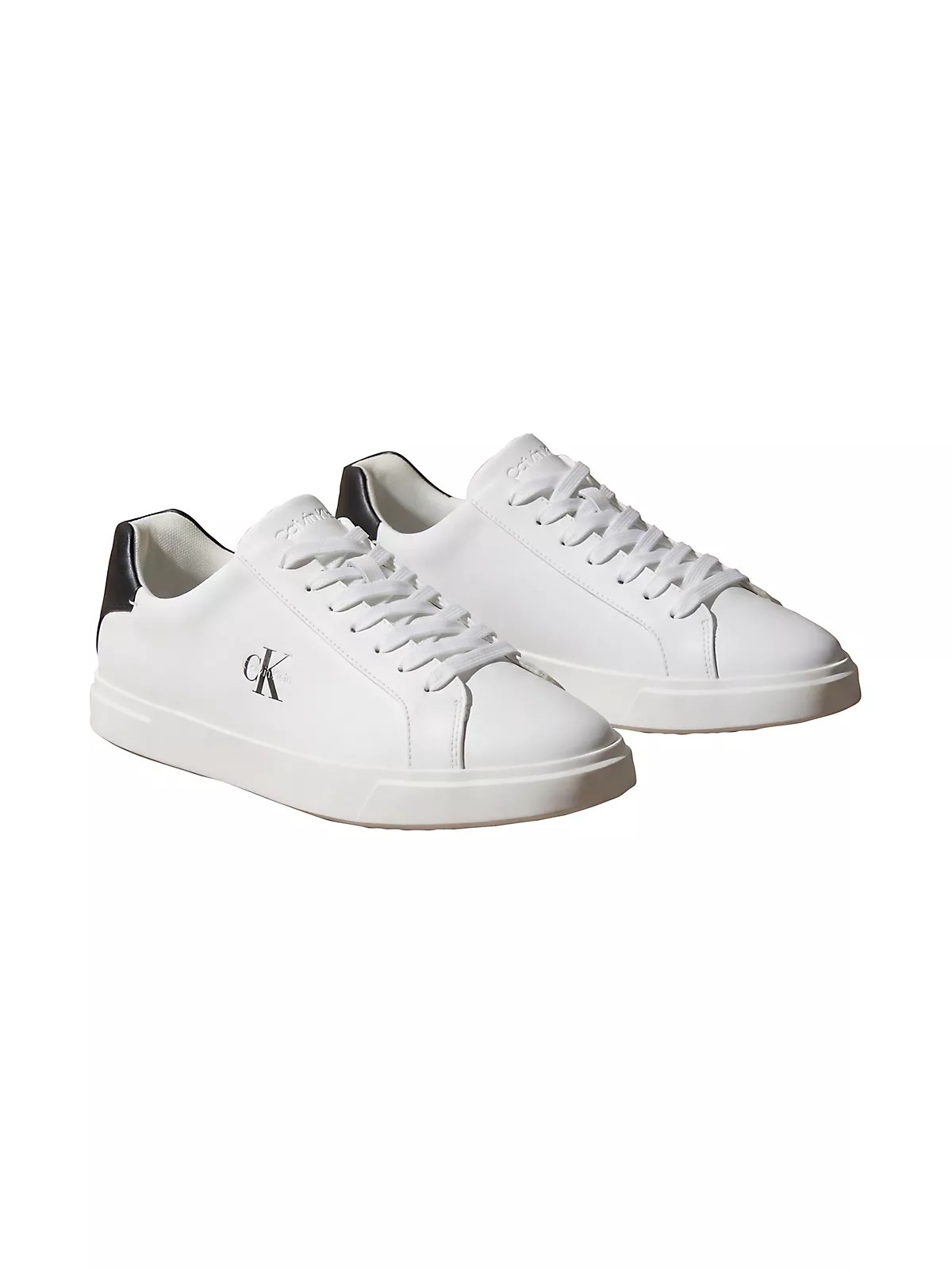 Calvin Klein Calvin Klein Erkek CK Logo Kabartmalı Düşük Bilekli Deri Beyaz-Siyah Sneaker HM0HM02123-01W