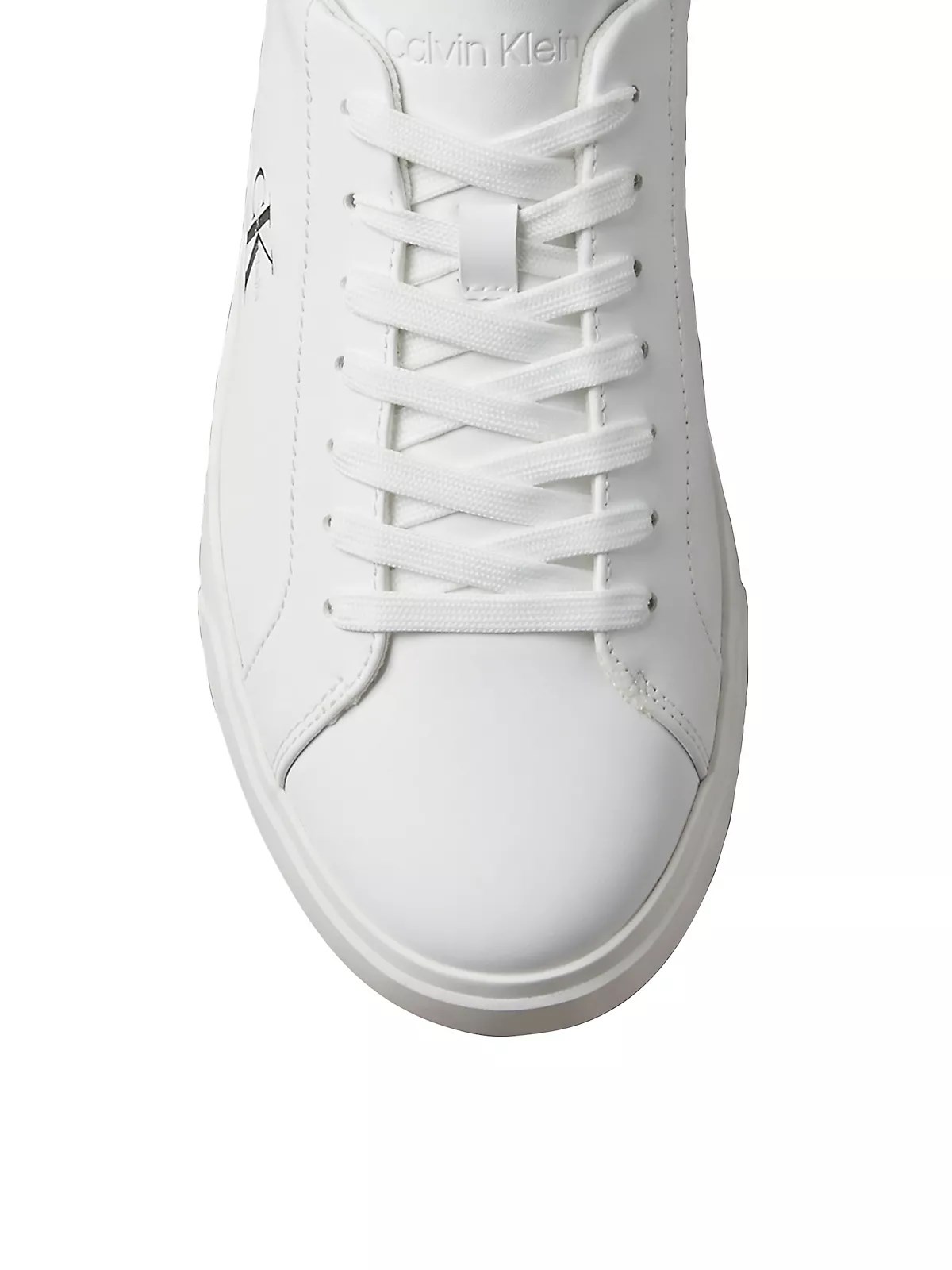 Calvin Klein Calvin Klein Erkek CK Logo Kabartmalı Düşük Bilekli Deri Beyaz-Siyah Sneaker HM0HM02123-01W