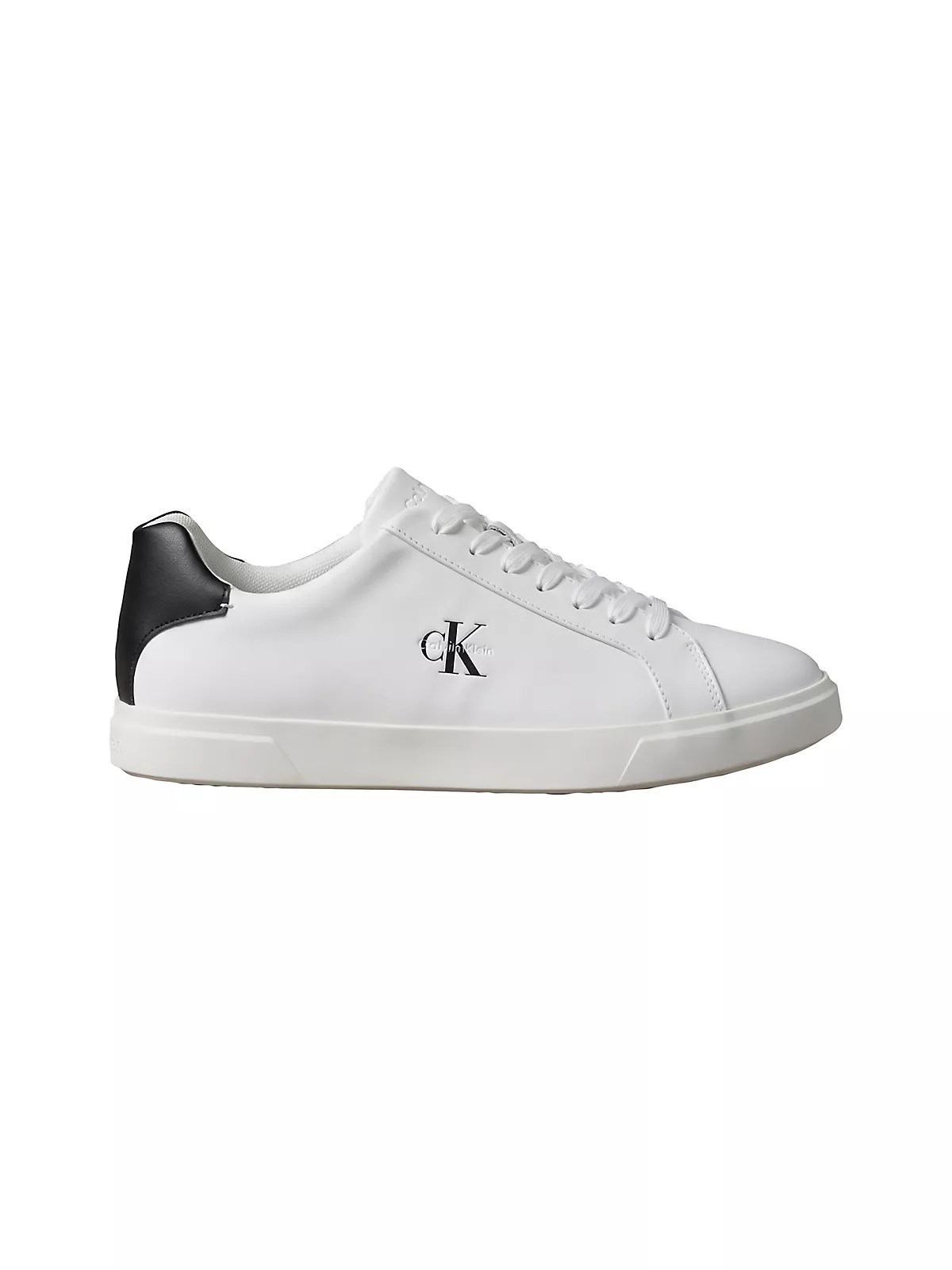 Calvin Klein Calvin Klein Erkek CK Logo Kabartmalı Düşük Bilekli Deri Beyaz-Siyah Sneaker HM0HM02123-01W